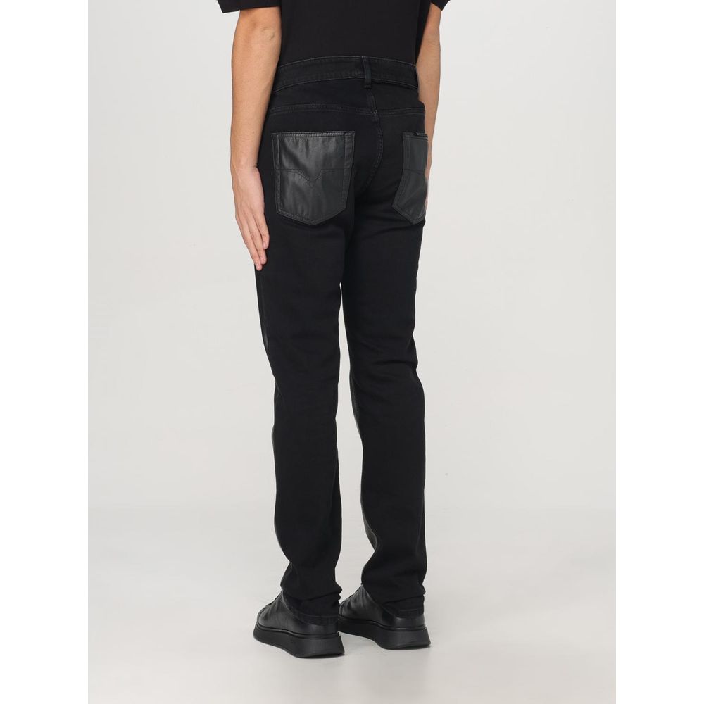 Versace Jeans Black Leather Casual Pants