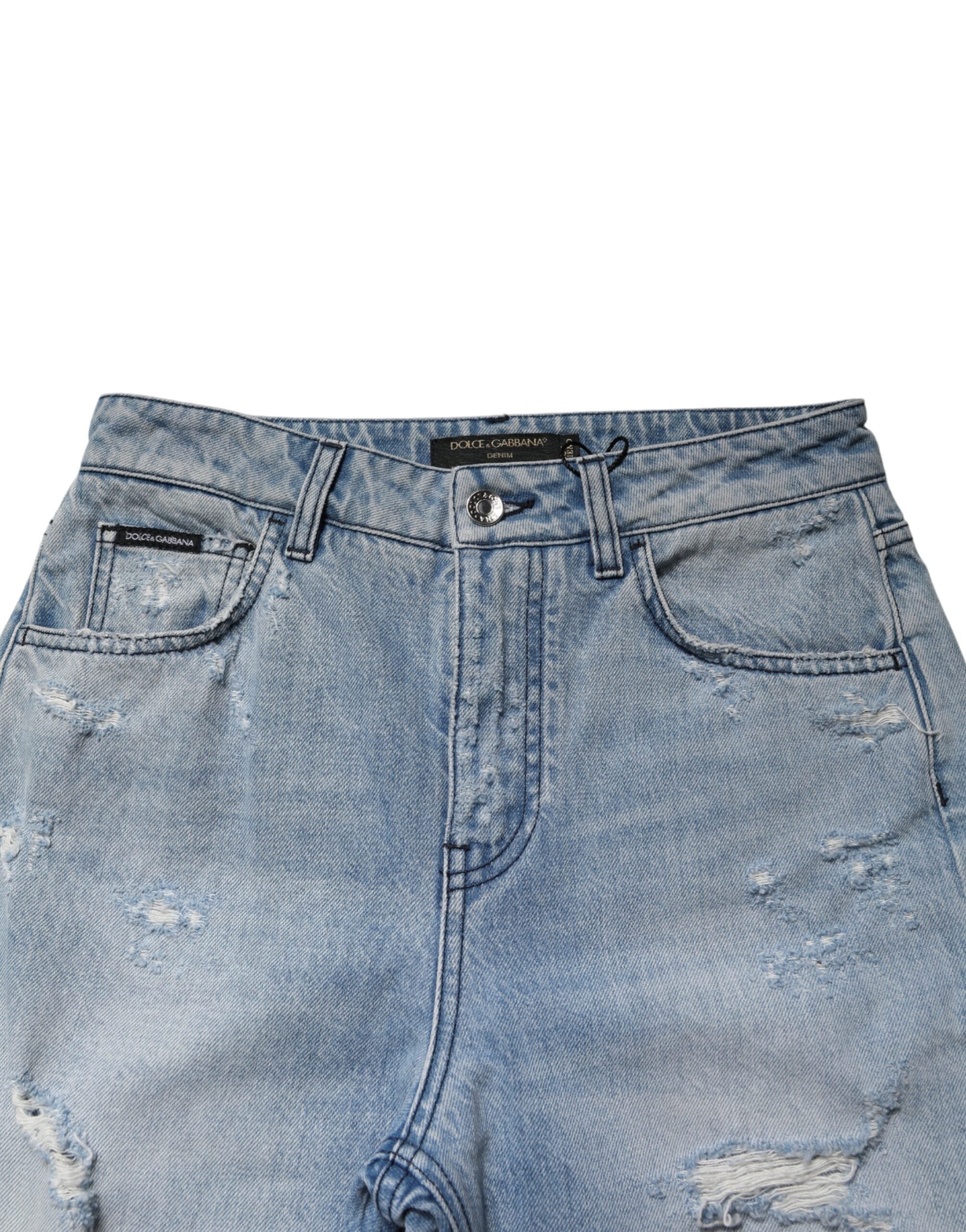 Dolce & Gabbana LightBlue Ripped Washed BOYFRIEND Denim Jeans