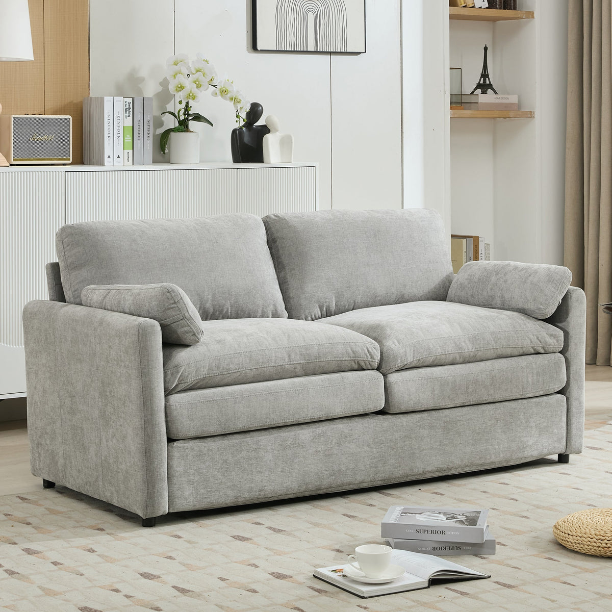 68.1' Cozy Upholstered Loveseat Sofa Oversized Comfy Comfy Cloud Sofa Double Cushion Loveseat Sofa Plush Cushion Sofa Couch for Living Room,Light Grey