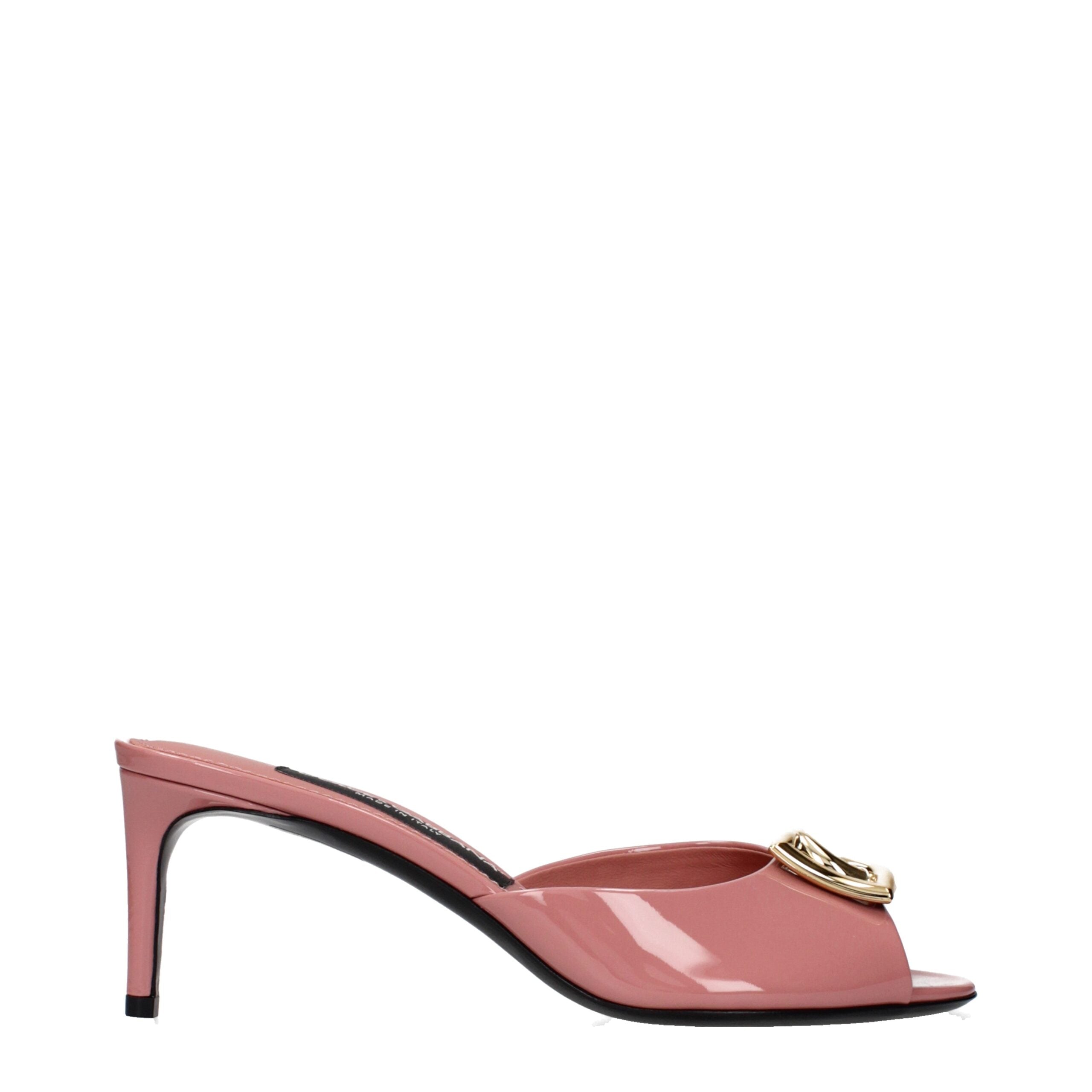 Dolce & Gabbana Pink Leather Stiletto Heel Sandals