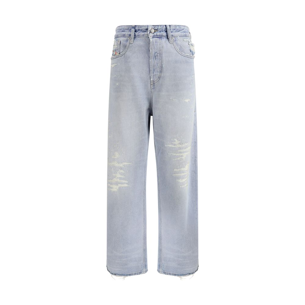 Diesel Blue Cotton Relaxed Fit Jeans