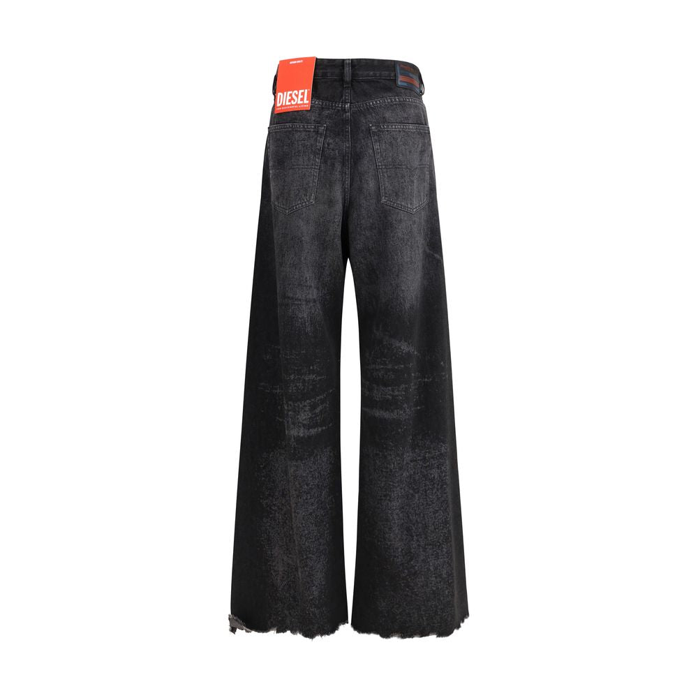 Diesel Black Cotton Relaxed Fit Jeans