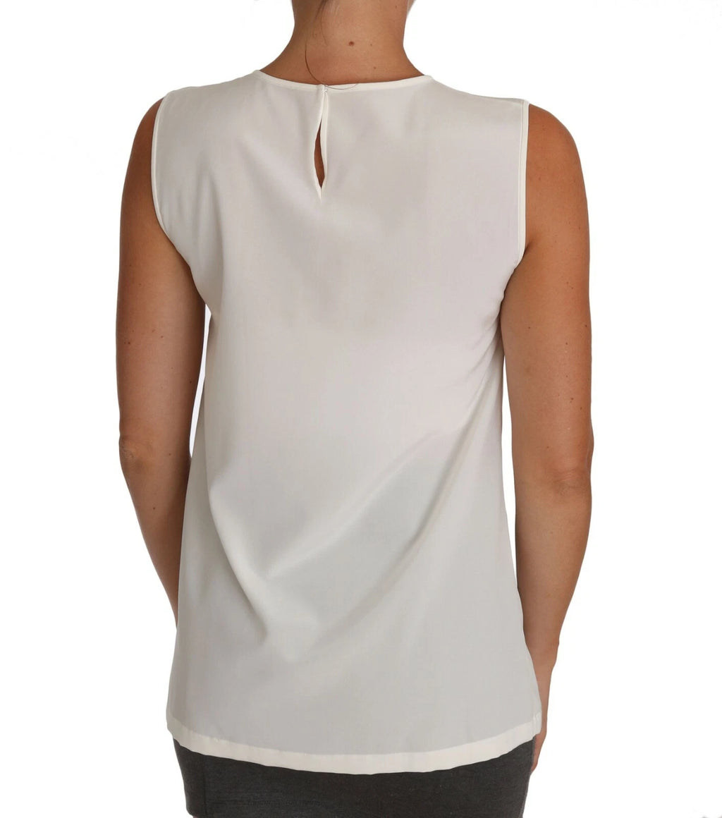 Dolce & Gabbana White Embellished Crystal Sequin Fairy  Top