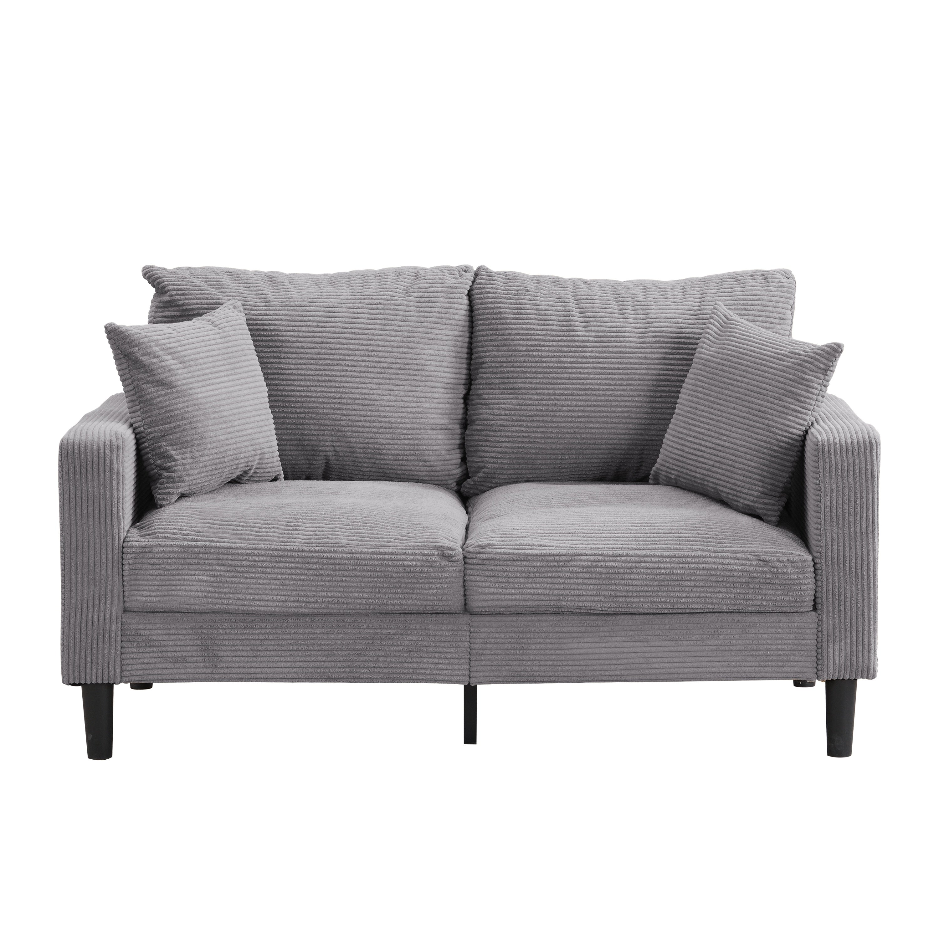 Modern Upholstered Light Gray Loveseat Sofa with Wooden Frame for Small Spaces