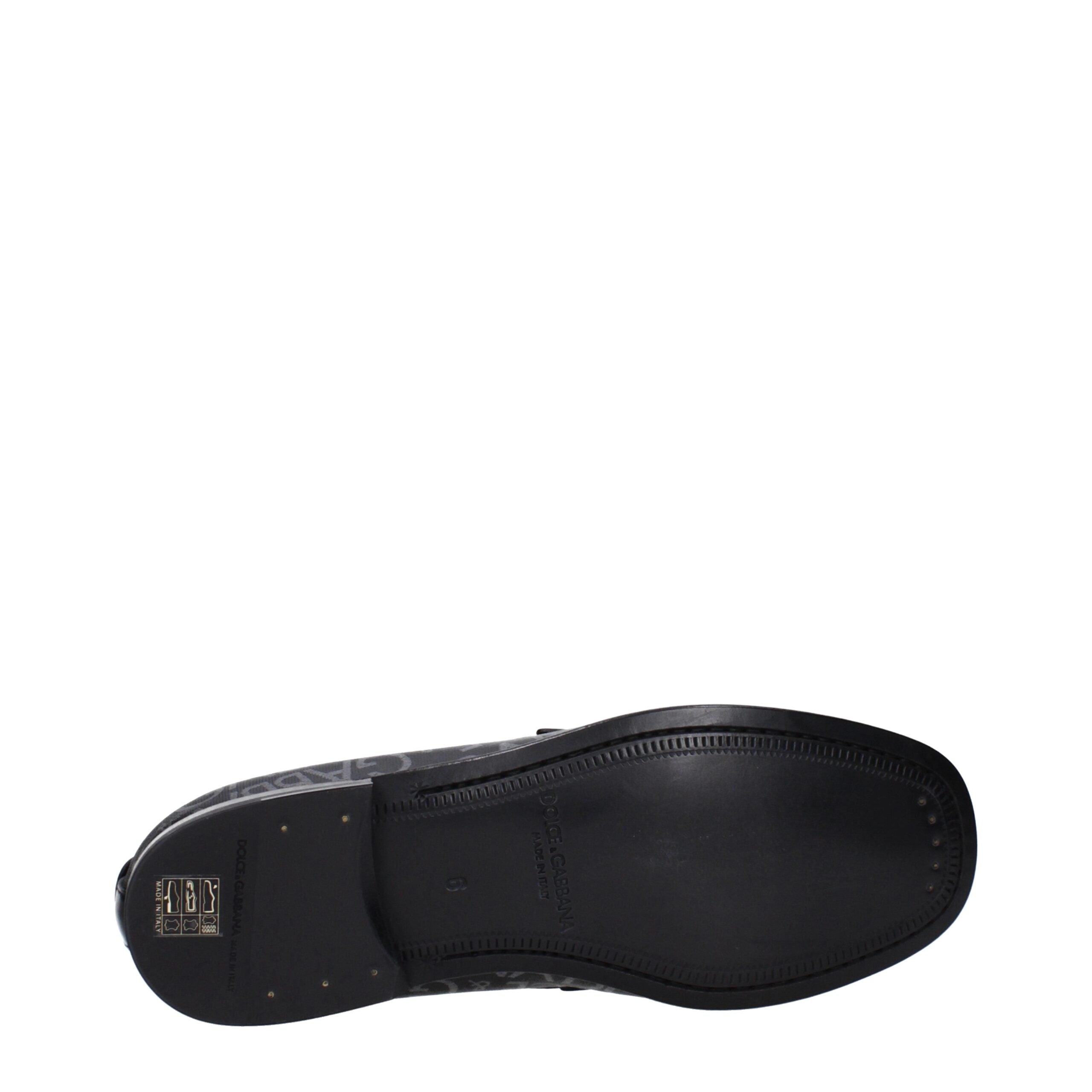 Dolce & Gabbana Black Fabric Slip-On Loafers