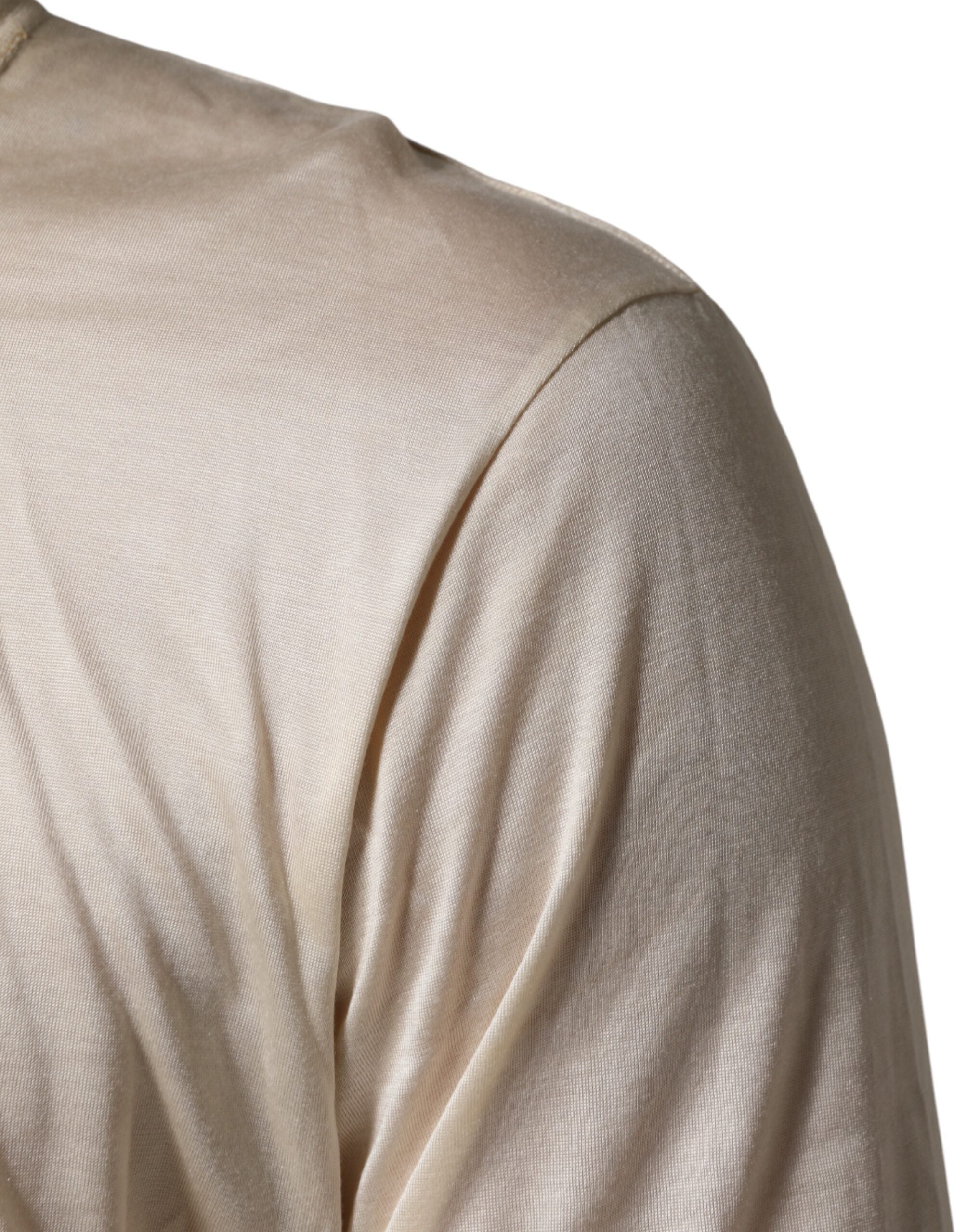 Dolce & Gabbana Off White Cotton Blend Men Henley T-shirt