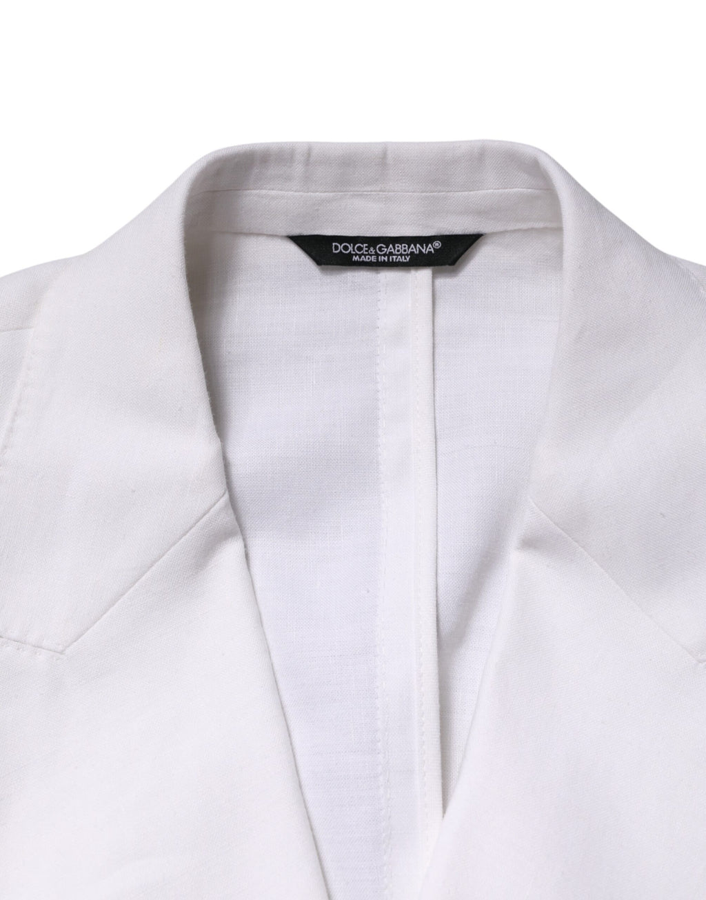 Dolce & Gabbana White Linen Double Breasted 2 Button Blazer