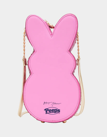 Betsey Johnson Peeps Rhinestone Bunny Crossbody Pink