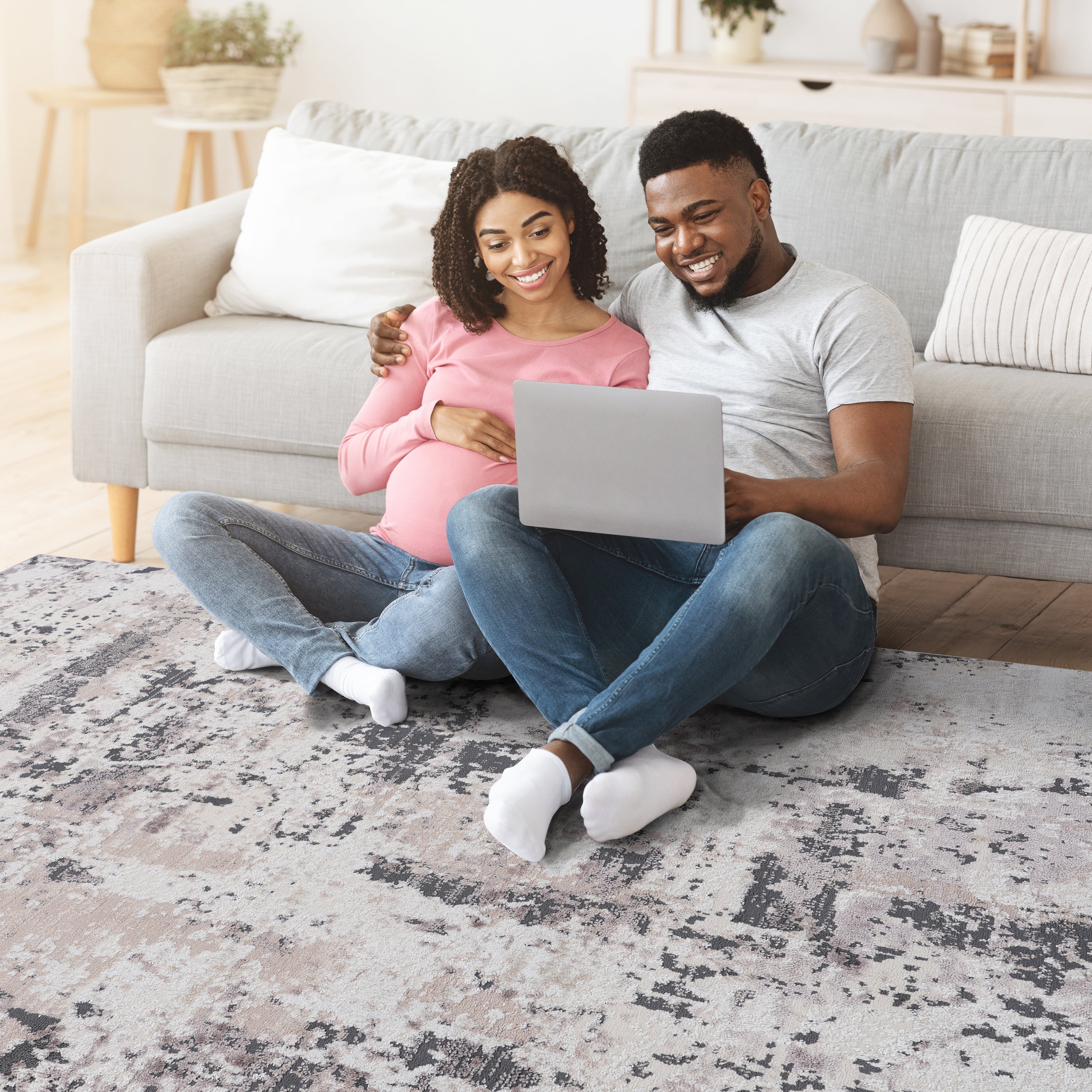 NAAR PAYAS Collection 6X9 Cream / Brown / Abstract Area Rug