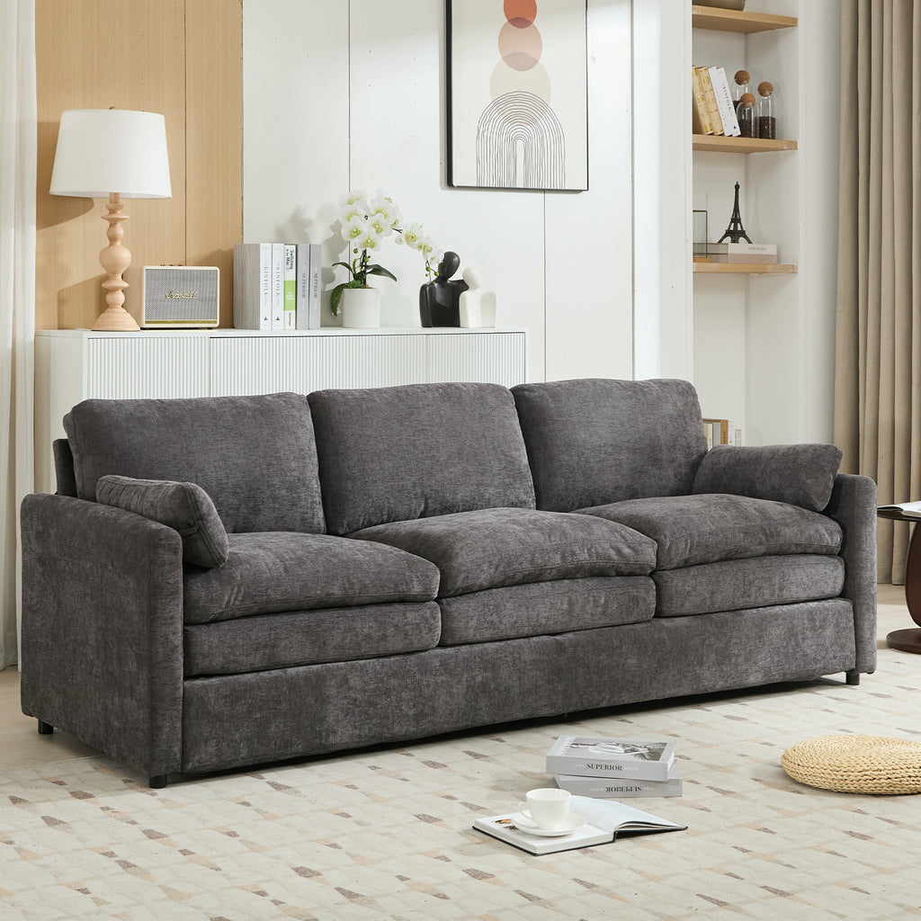 89'  Cozy Upholstered 3-seater Sofa Oversized Comfy Cloud Sofa Double Cushion 3-seater Sofa Plush Cushion Sofa Couch for Living Room, Grey