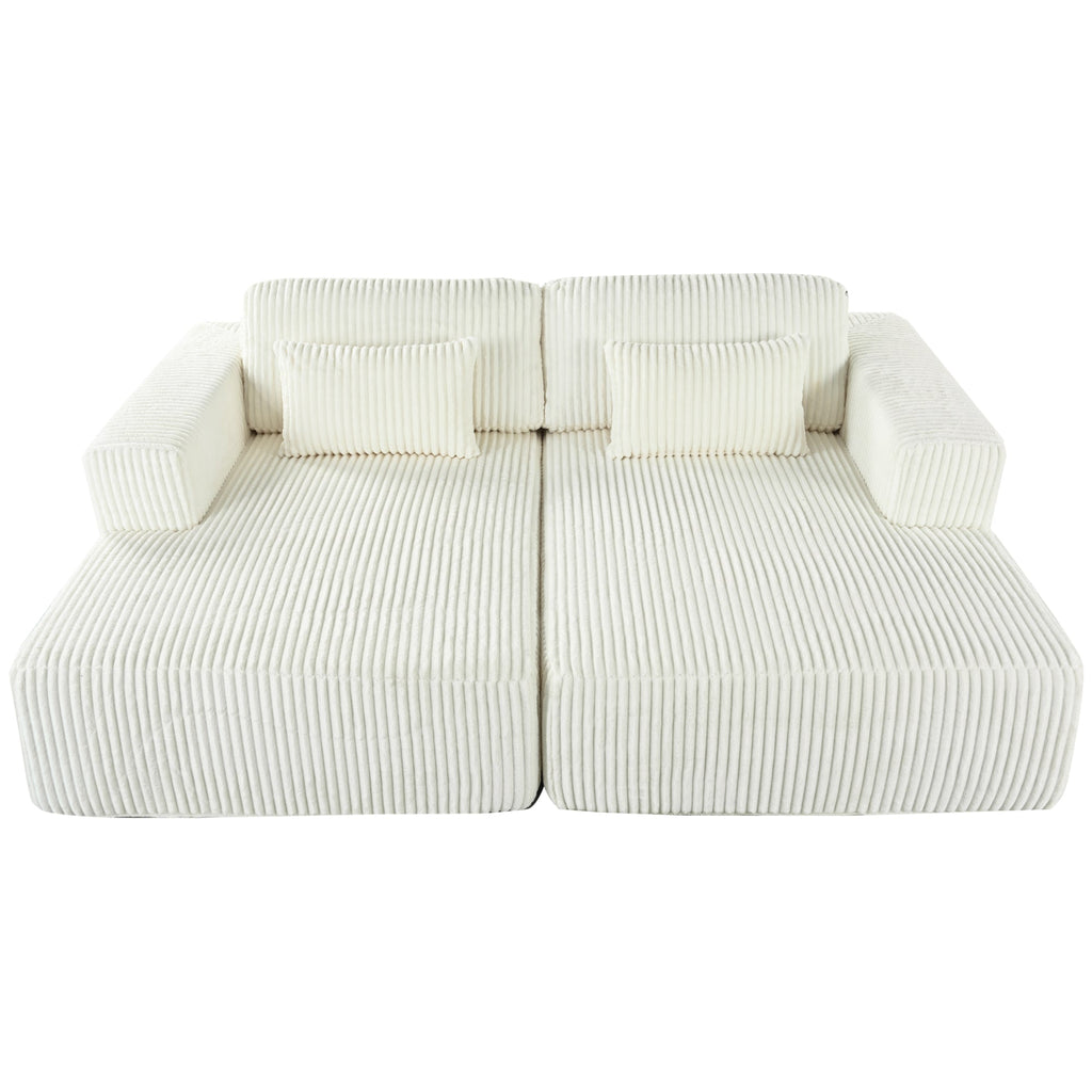 U_Style Corduroy Double Sofa Bed with 2 Pillows, Perfect for Living Rooms, Apartments, Offices