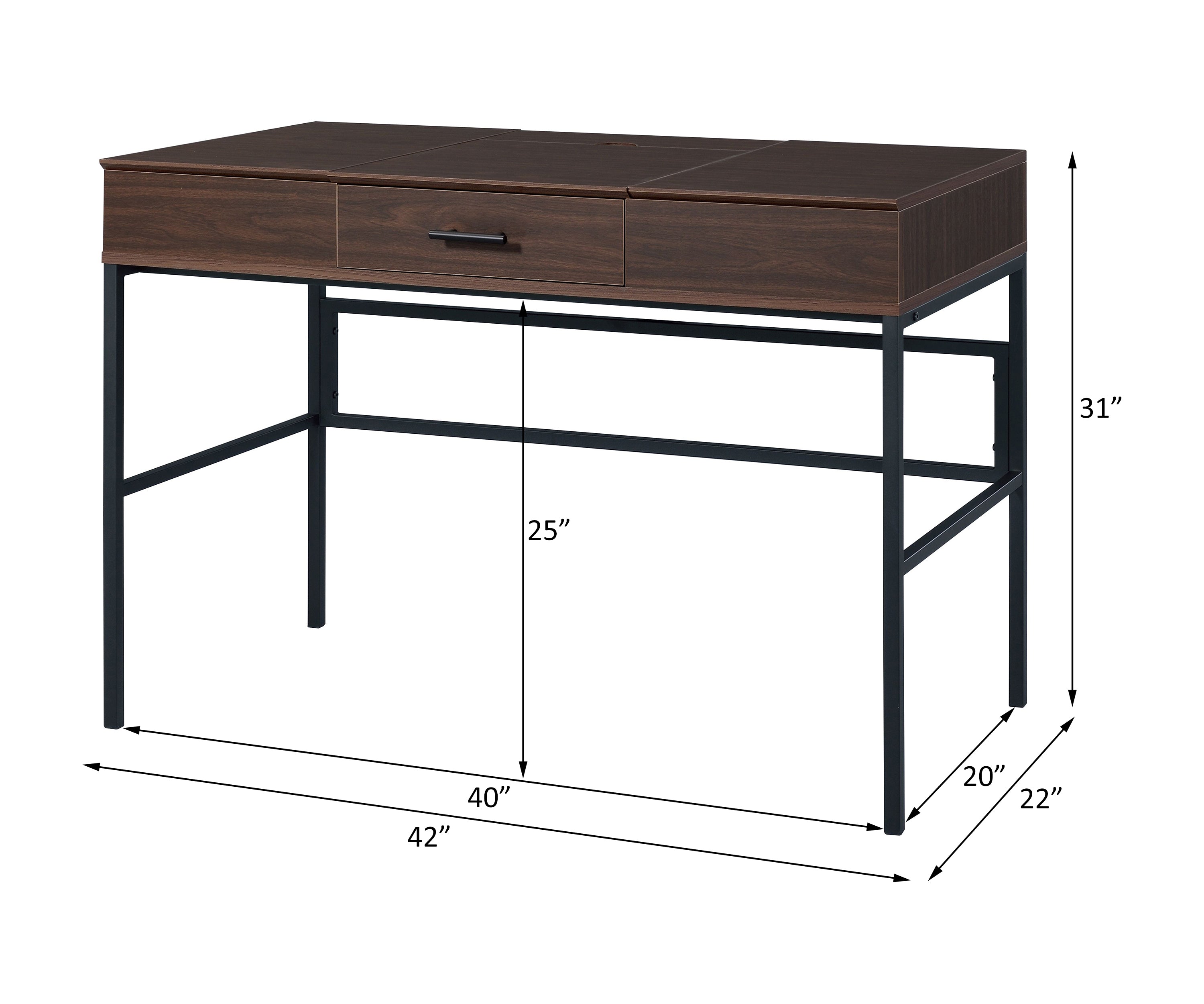 Verster Oak & Black Finish Writing Desk W/USB