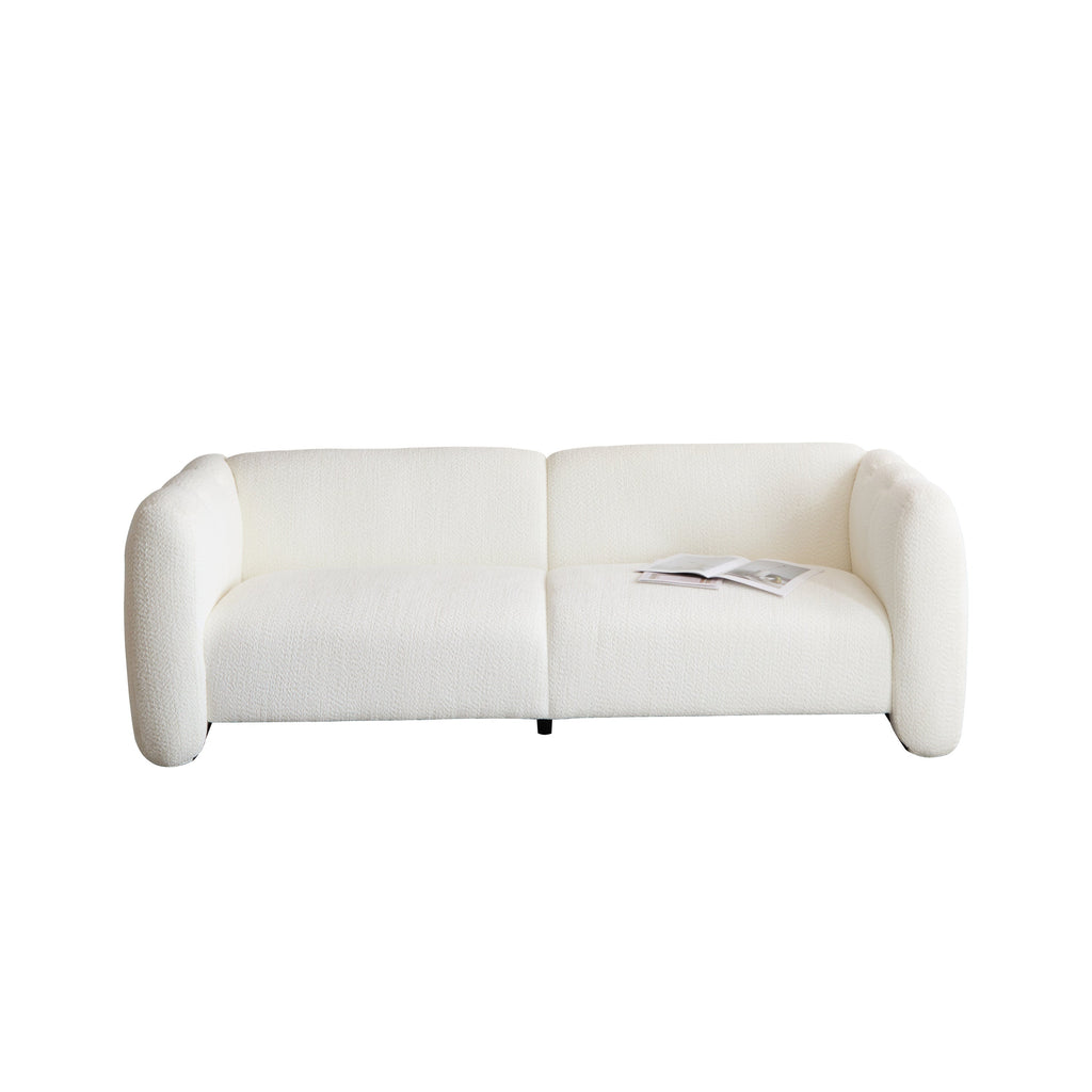 Tonson Wave Design 83' 3-Seater Sofa White Fabric Living Room Furniture