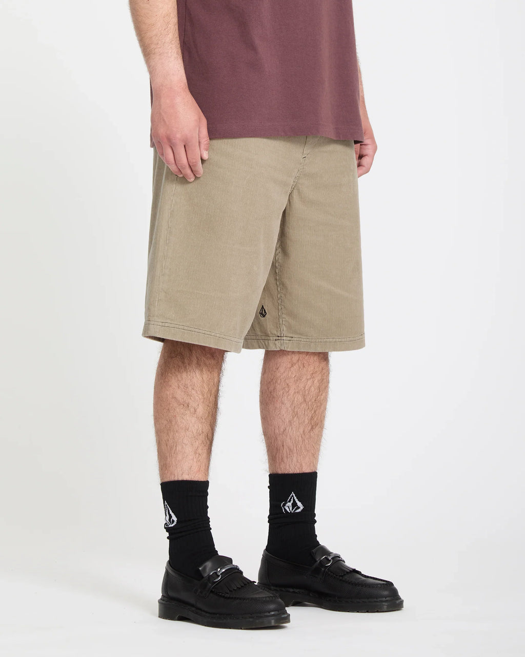 Volcom Freazy Loose Elastic Waist 22" Light Khaki Shorts