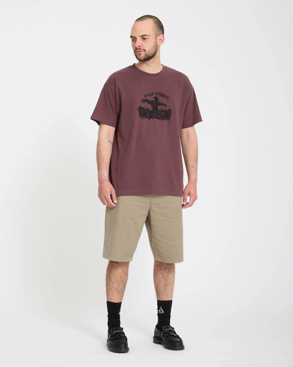 Volcom Freazy Loose Elastic Waist 22" Light Khaki Shorts