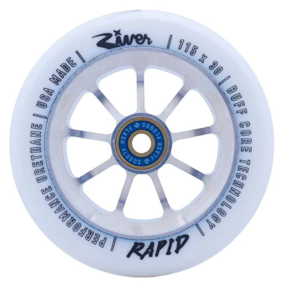 River Wheels ″Blizzard″ Rapid 115x30mm - White on Raw (Pair)