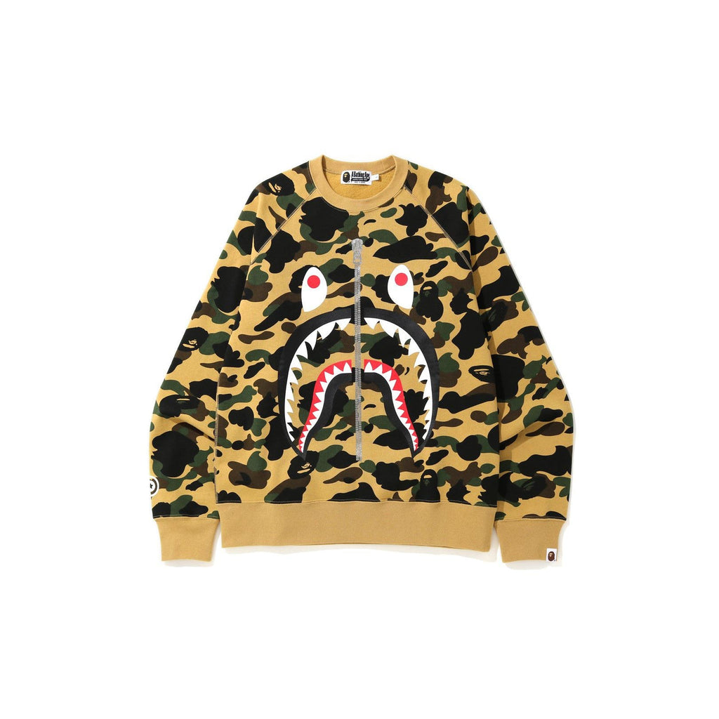 BAPE 1st Camo Printed Zip Shark Crewneck Yellow