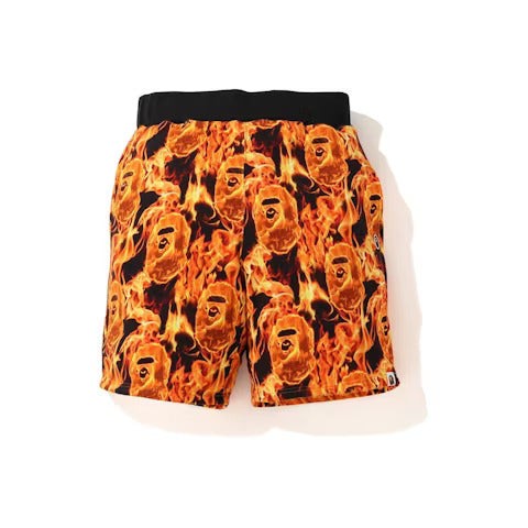 BAPE Flame Wide Sweatshort Orange