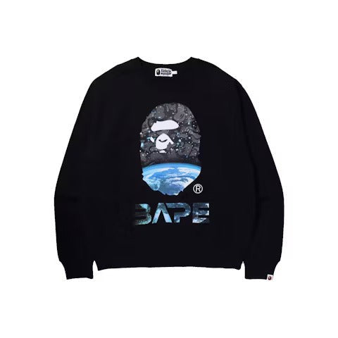 BAPE Space Camo Ape Head Loose Fit Crewneck Black