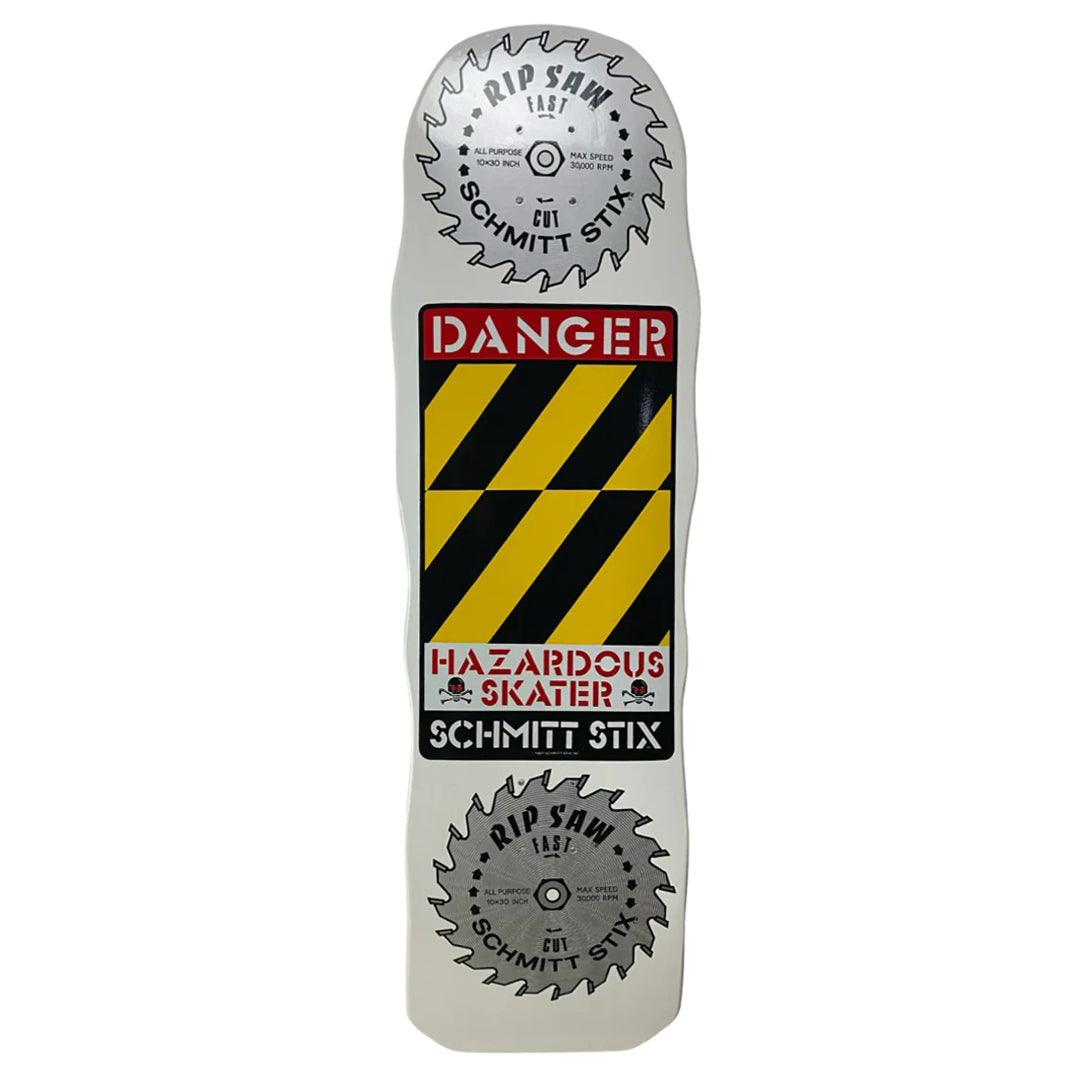 Schmitt Stix Danger Saw Skateboard Deck - 10" White Dip