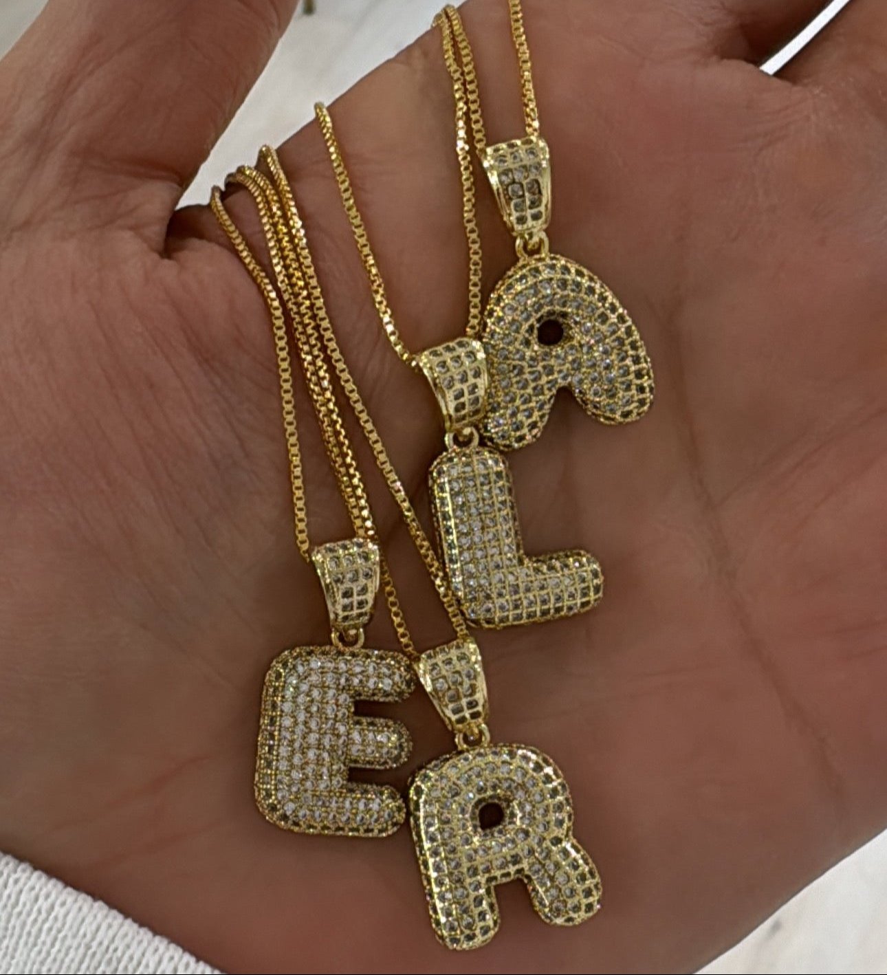 Pave Bubble Initial Necklace