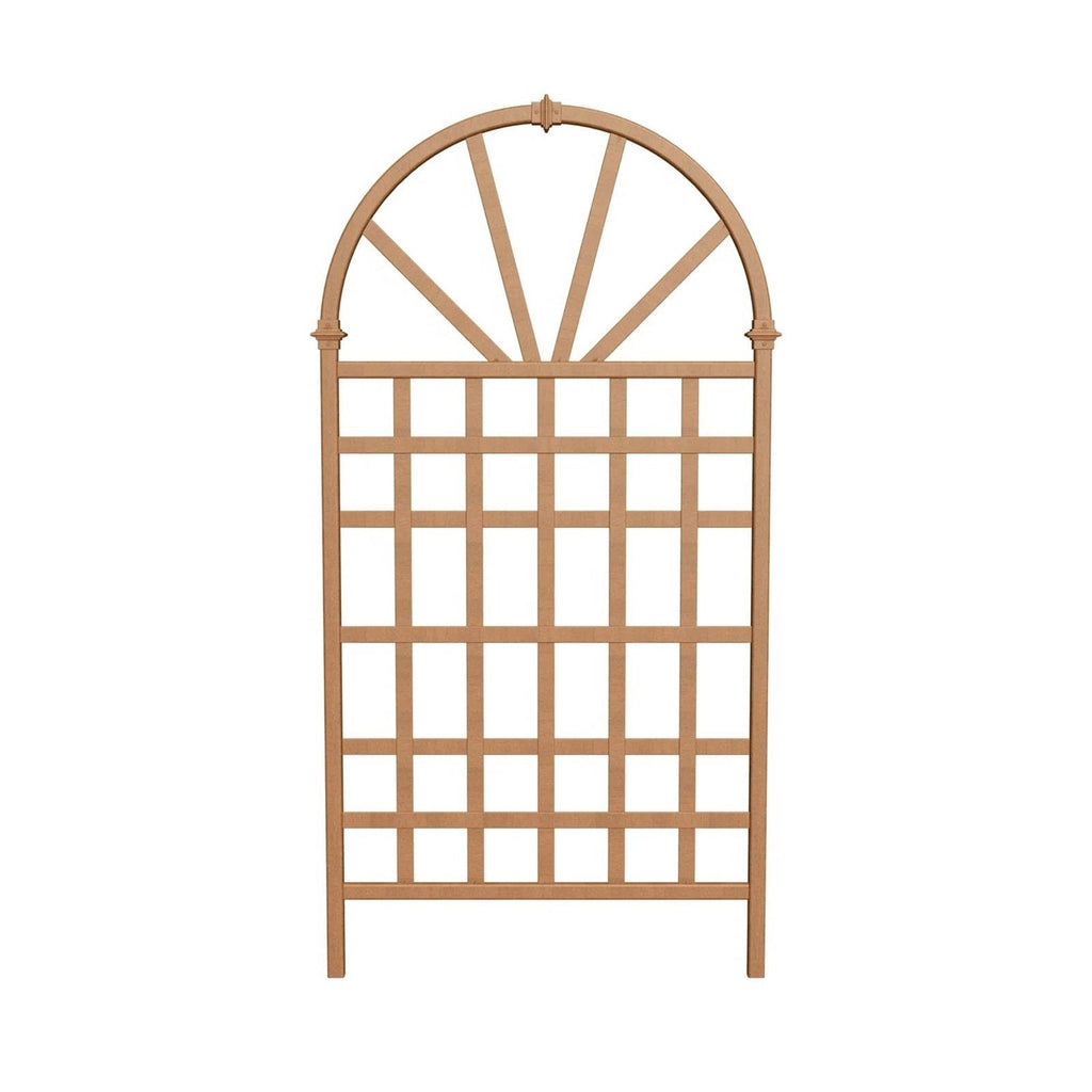 77-inch Outdoor Light Brown Vinyl Lattice Garden Trellis with Arched Top