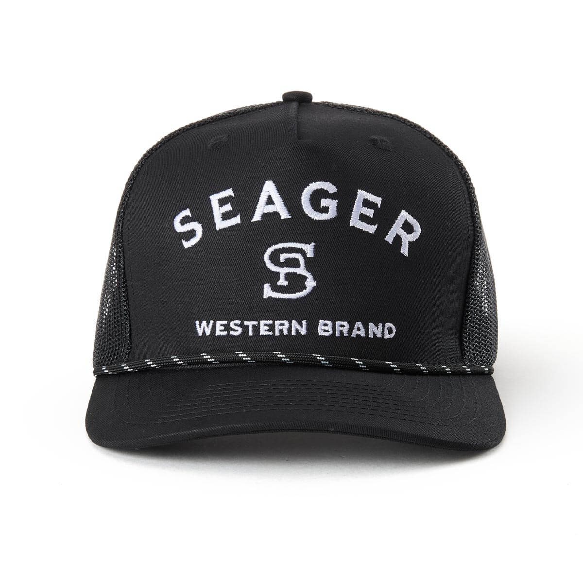 Seager Branded Black Trucker Snapback Hat