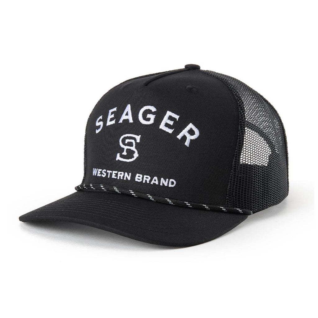 Seager Branded Black Trucker Snapback Hat