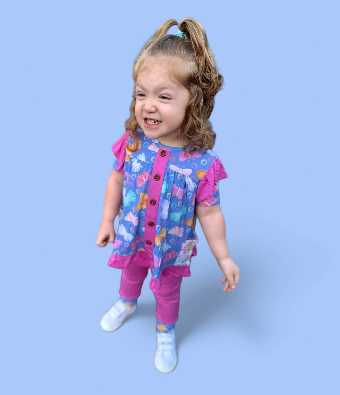 Korrie Butterflies Bamboo Short Sleeve Peplum + Legging Set