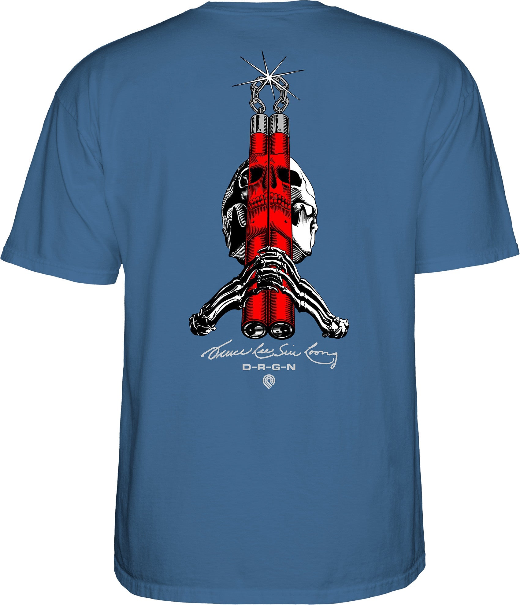 Powell Peralta Skull & Nunchucks Bruce Lee Collab T-shirt - Indigo Blue