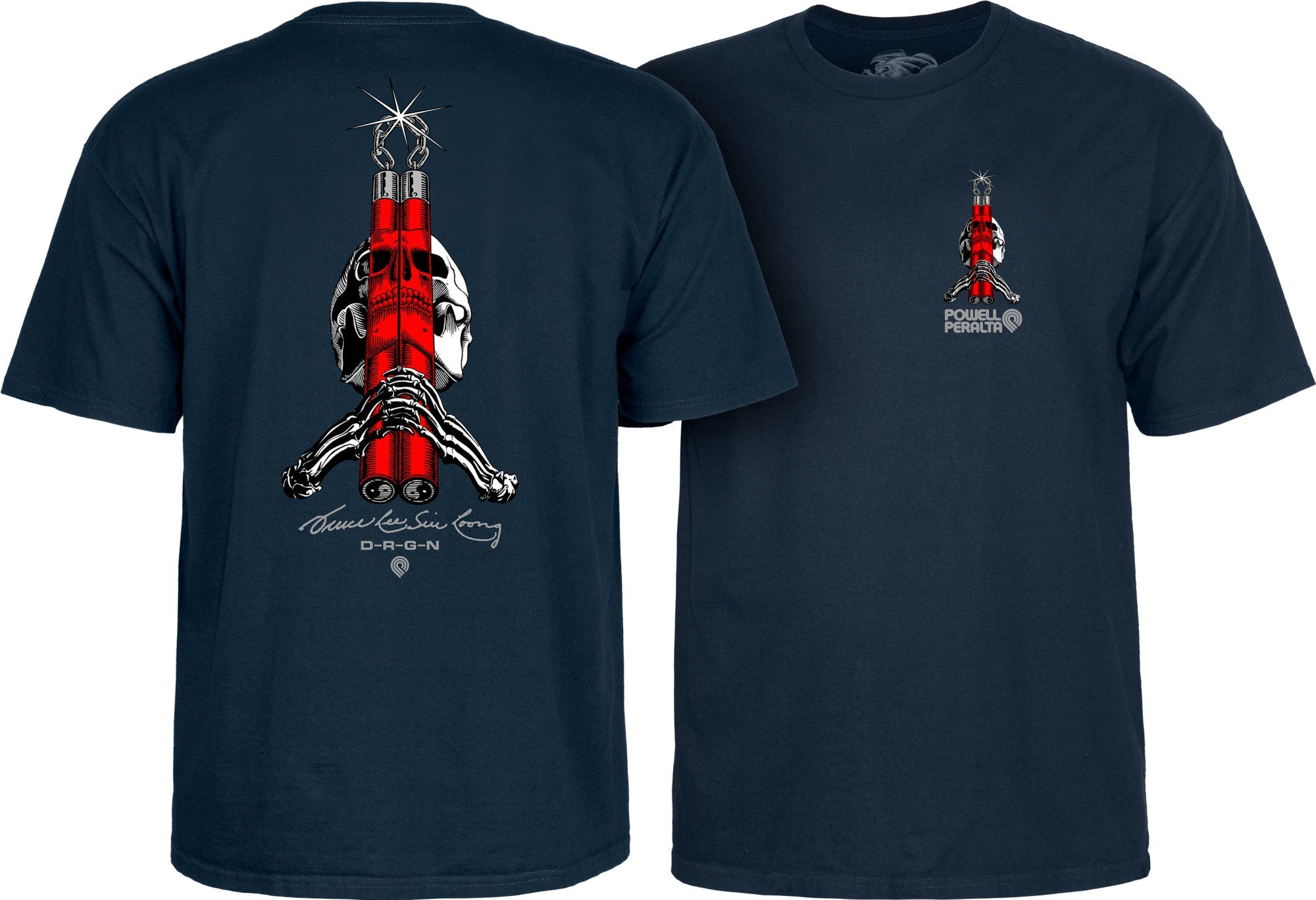 Powell Peralta Skull & Nunchucks Bruce Lee Collab T-shirt - Navy