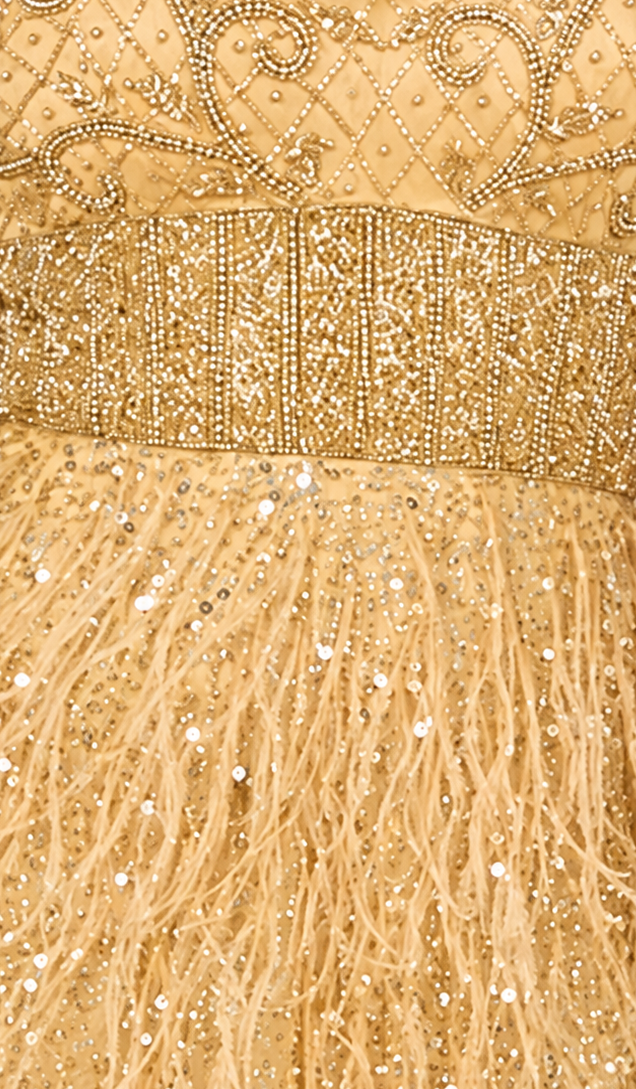 Beaded, Feather Cocktail Short