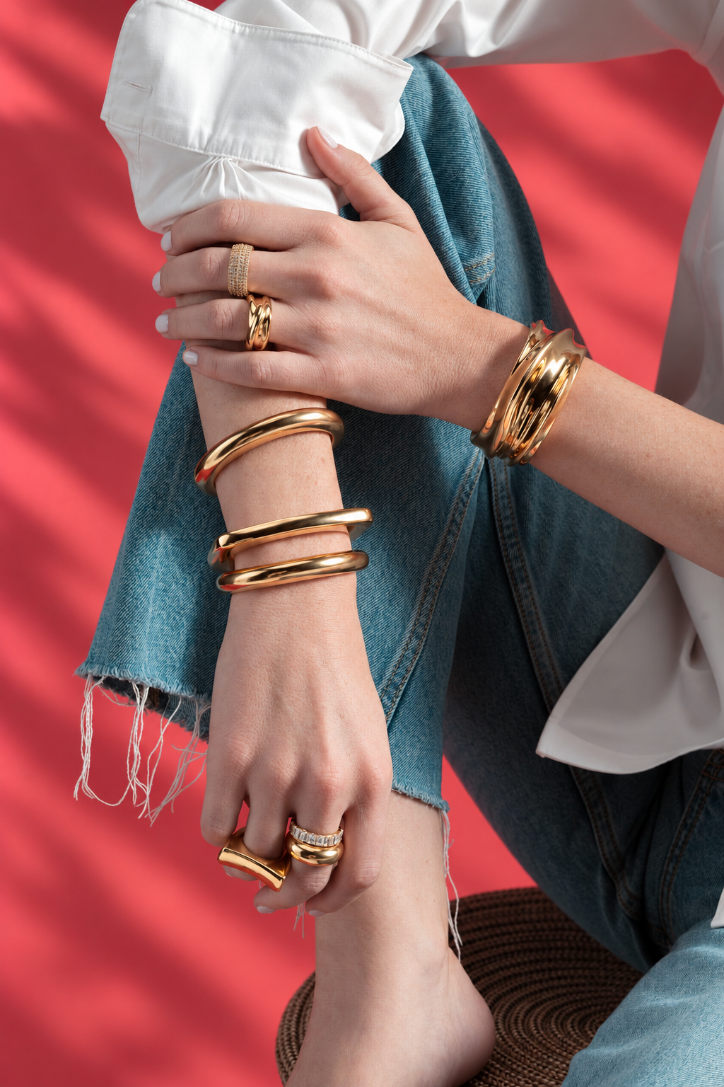 Caroline Wide Curved Gold Statement Ring