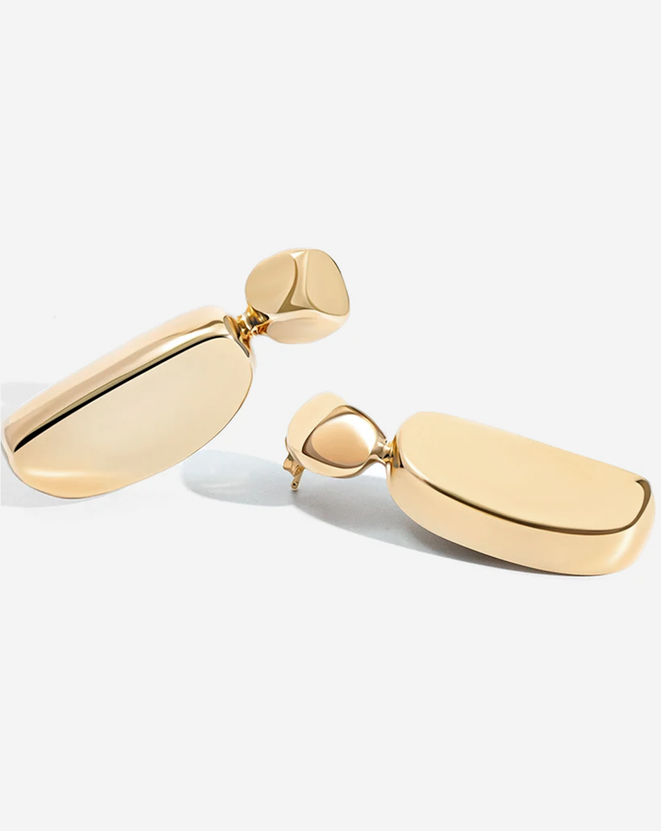 Chloe Sculptural Gold Drop Statement Earrings