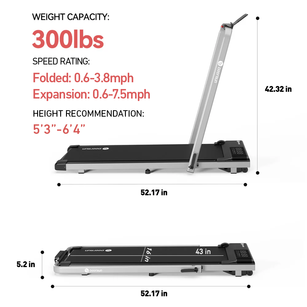 DeerRun A5 Pro Smart 2 in 1 Folding Treadmill Silver