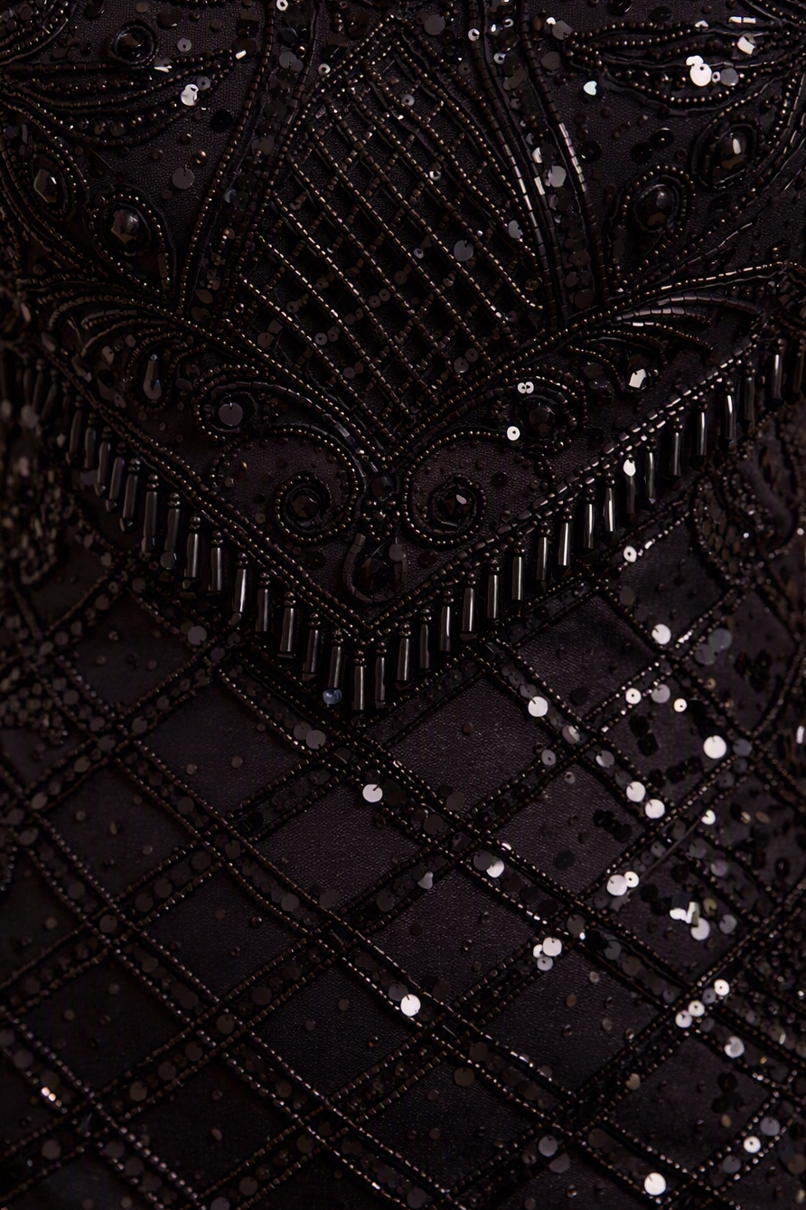 Beaded Short Dress with Fringe | 28842