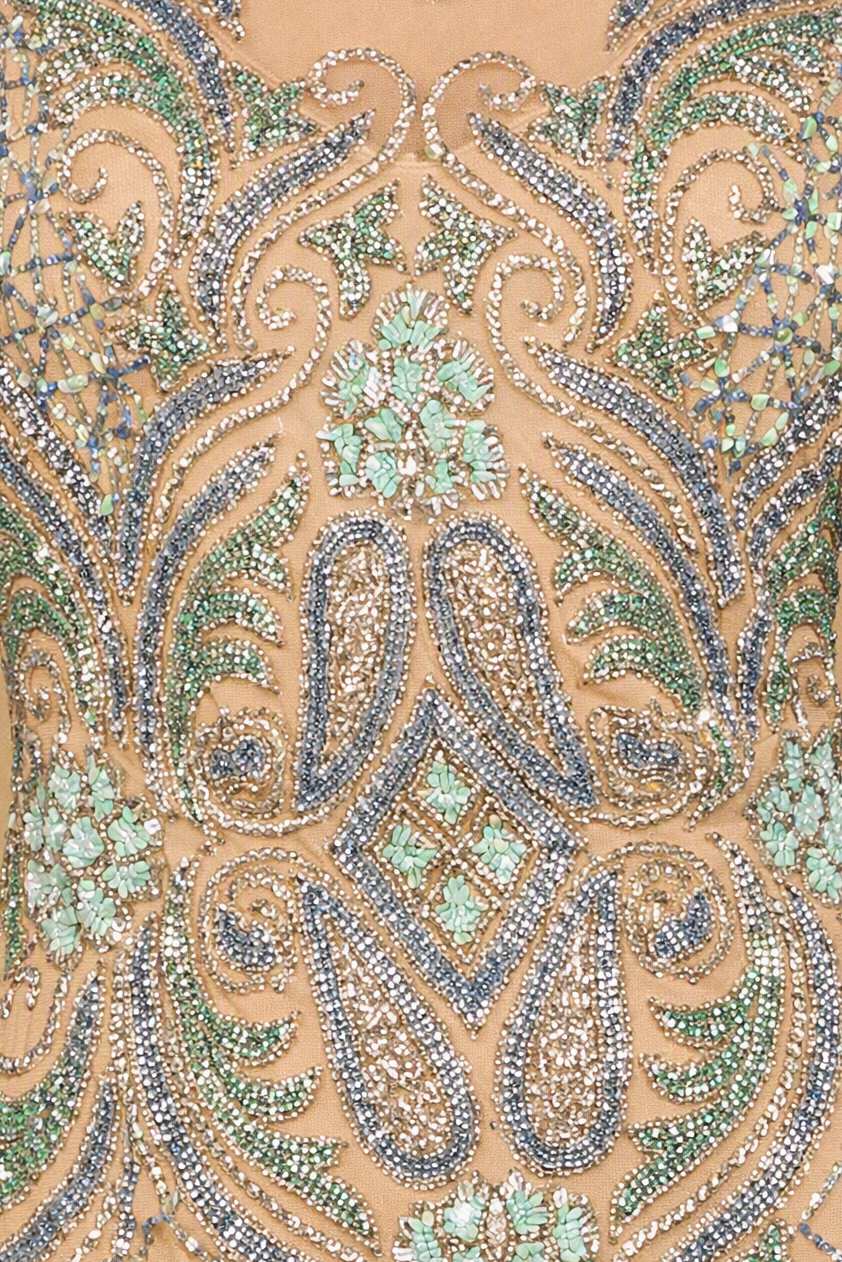 Long Sleeve Beaded Gown