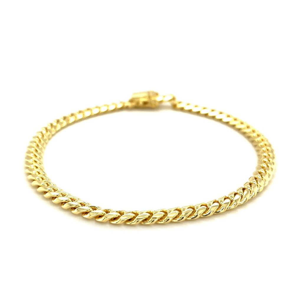 14k Yellow Gold Classic Miami Cuban Solid Men's Gold Bracelet (4.90 mm)