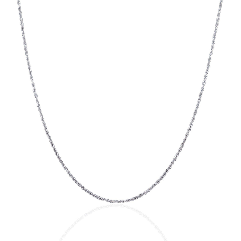 10k White Gold Solid Diamond Cut Rope Chain (1.40 mm)