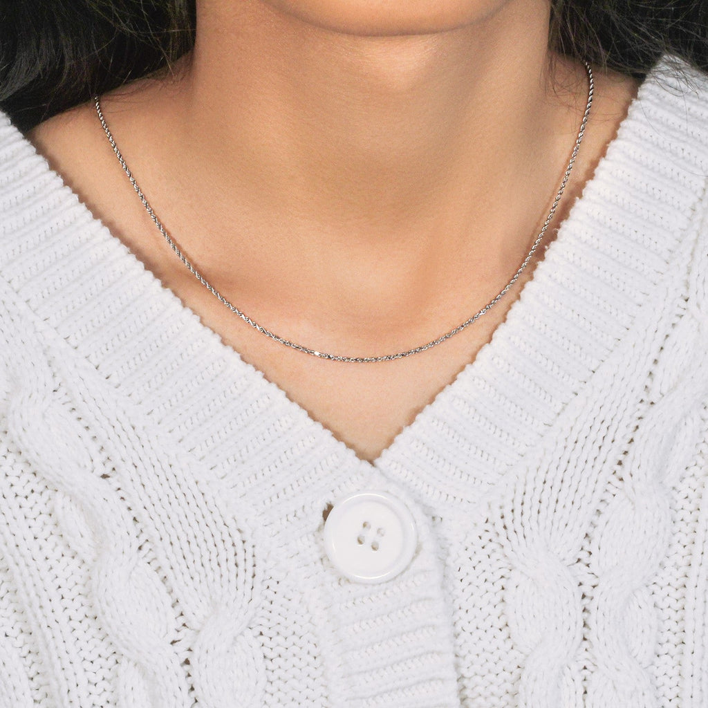 10k White Gold Solid Diamond Cut Rope Chain (1.40 mm)