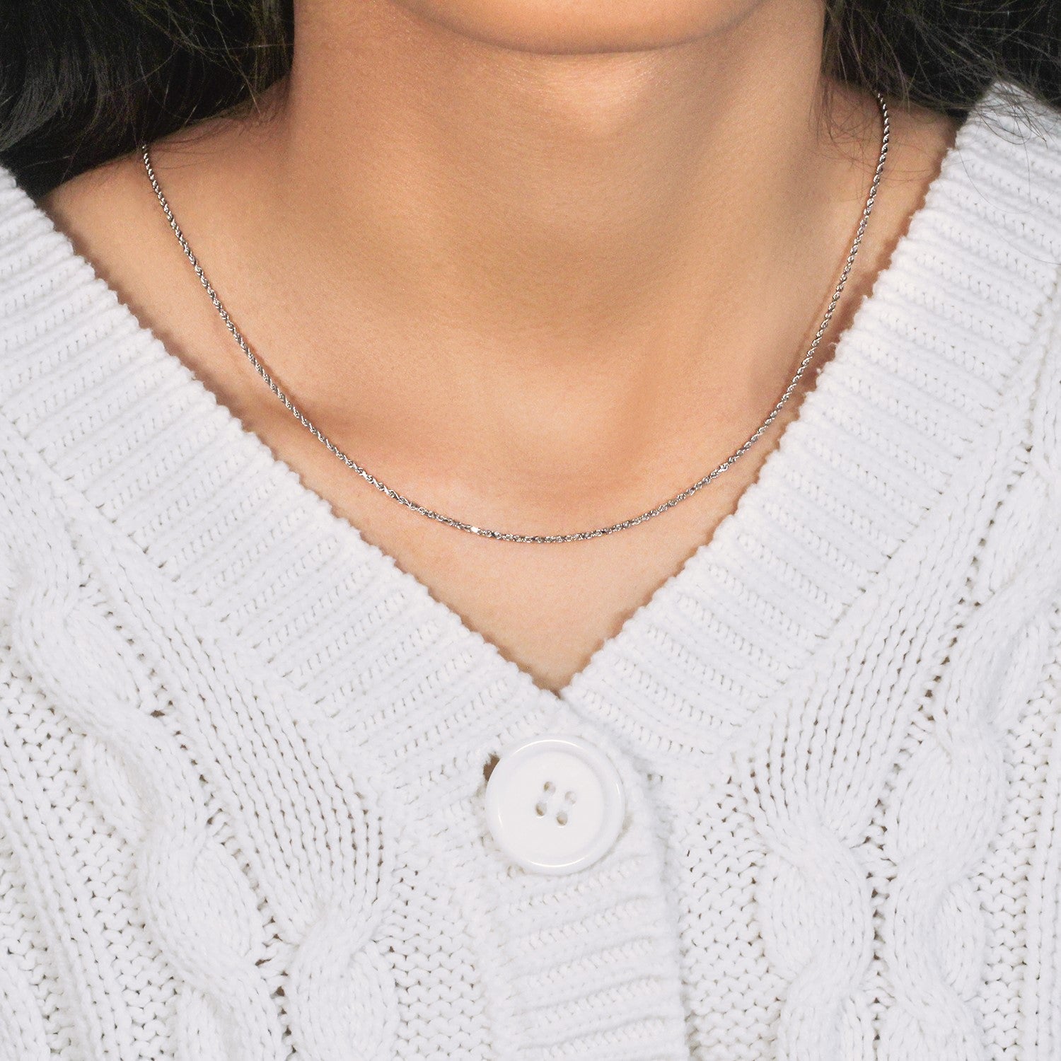 10k White Gold Solid Diamond Cut Rope Chain (1.40 mm)