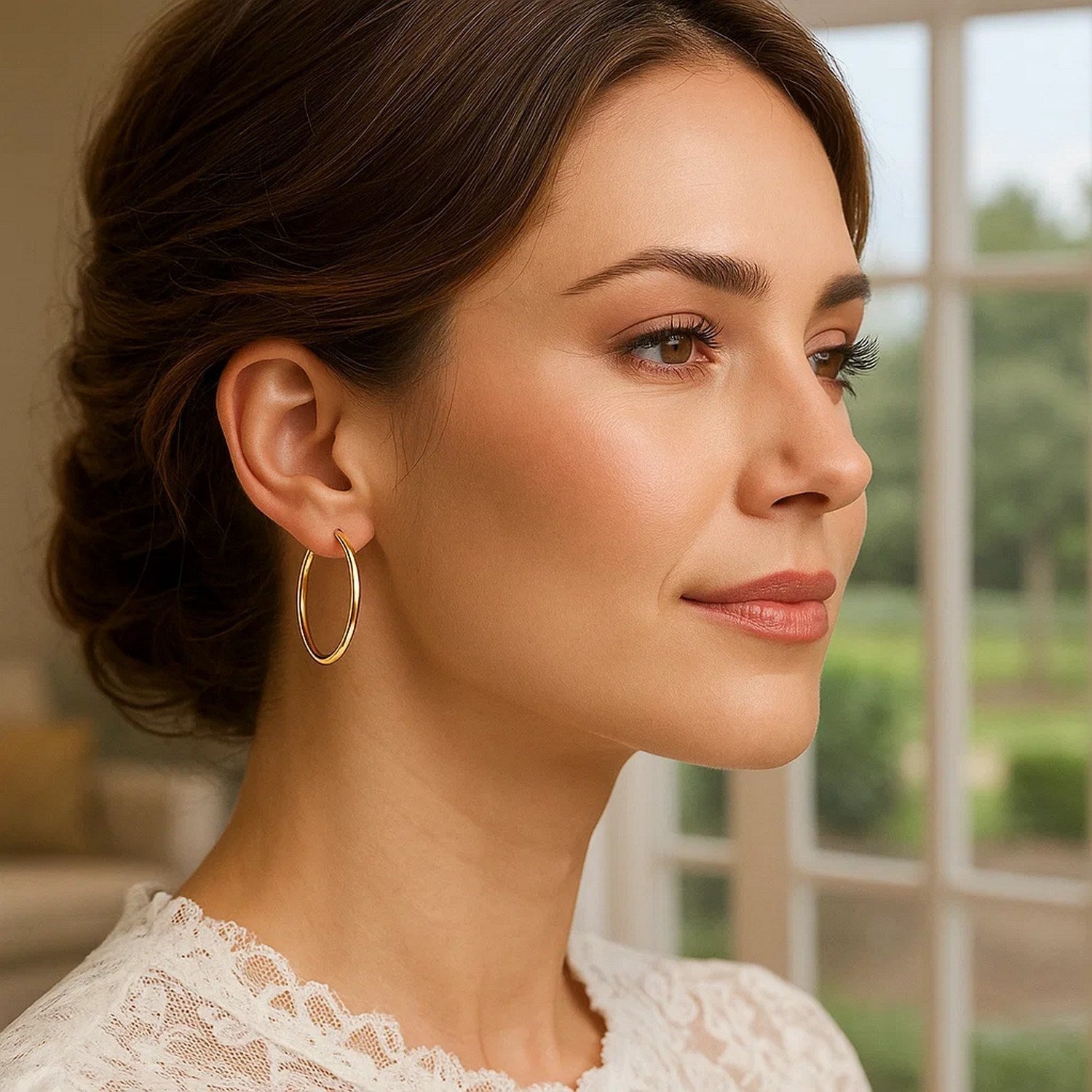 14k Yellow Gold Polished Hoop Earrings (1.5x25mm)