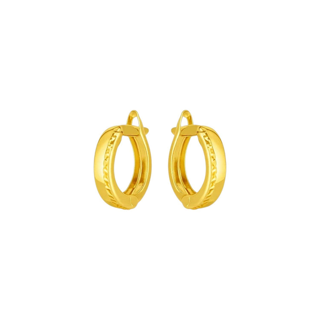 14k Yellow Gold Textured Huggie Hoops(3x10mm)