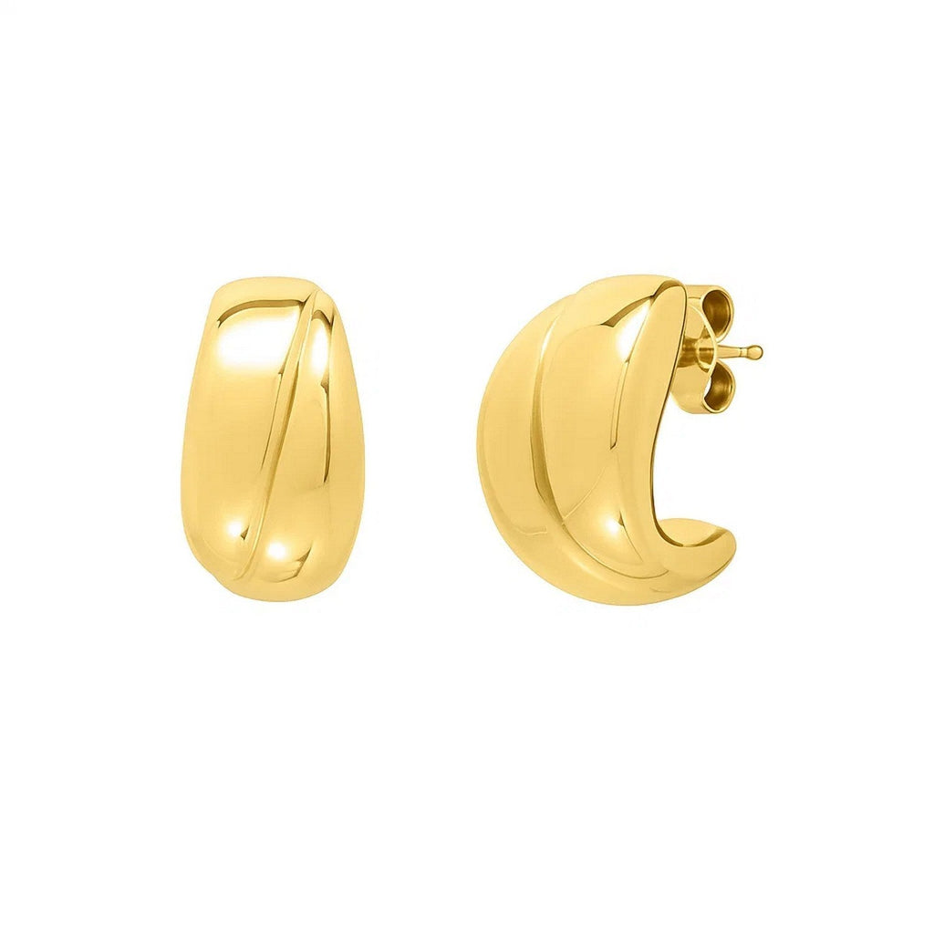 Puffed Up Split Hoop Earrings in 14K Yellow Gold