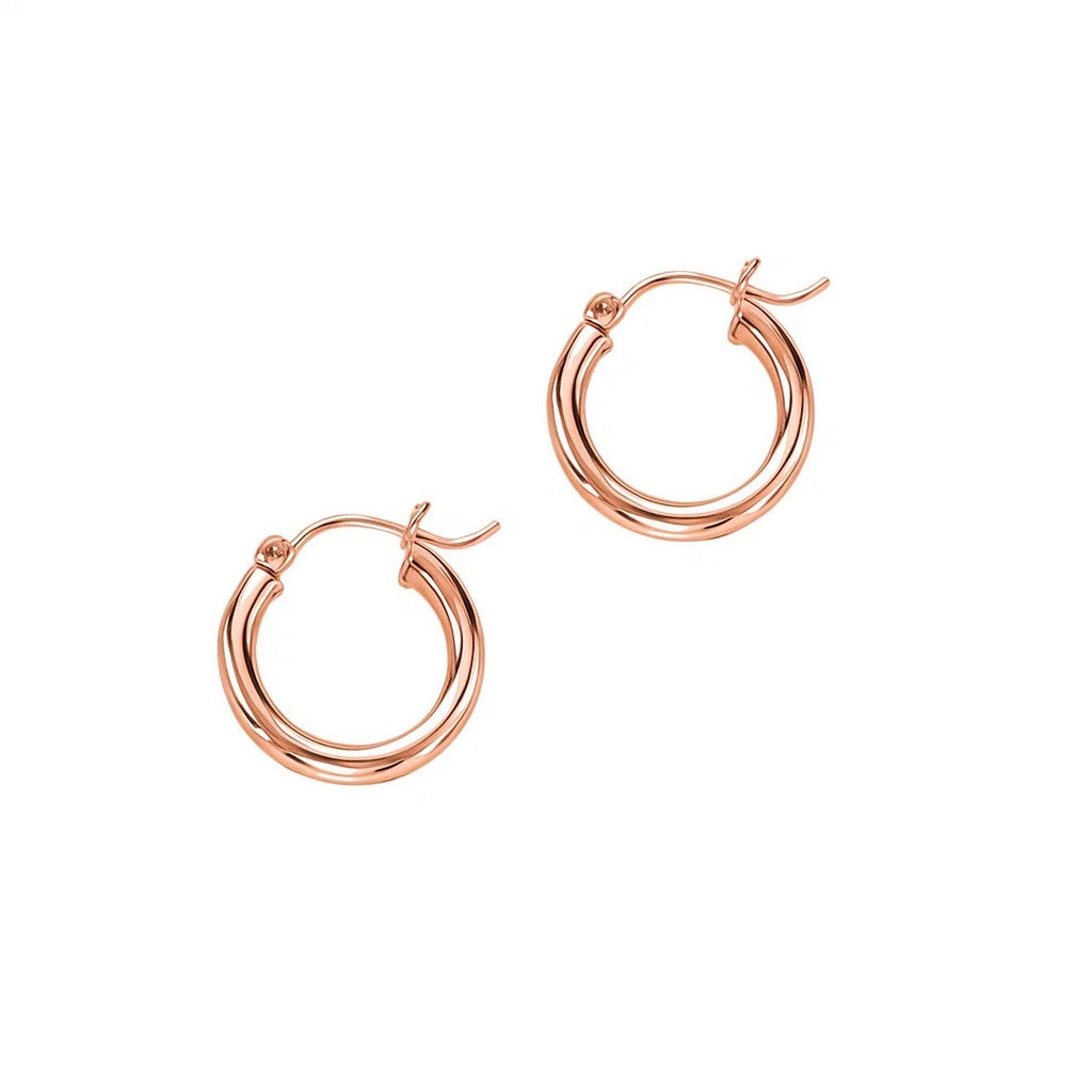 14k Rose Gold Polished Hoop Earrings (3x15mm)