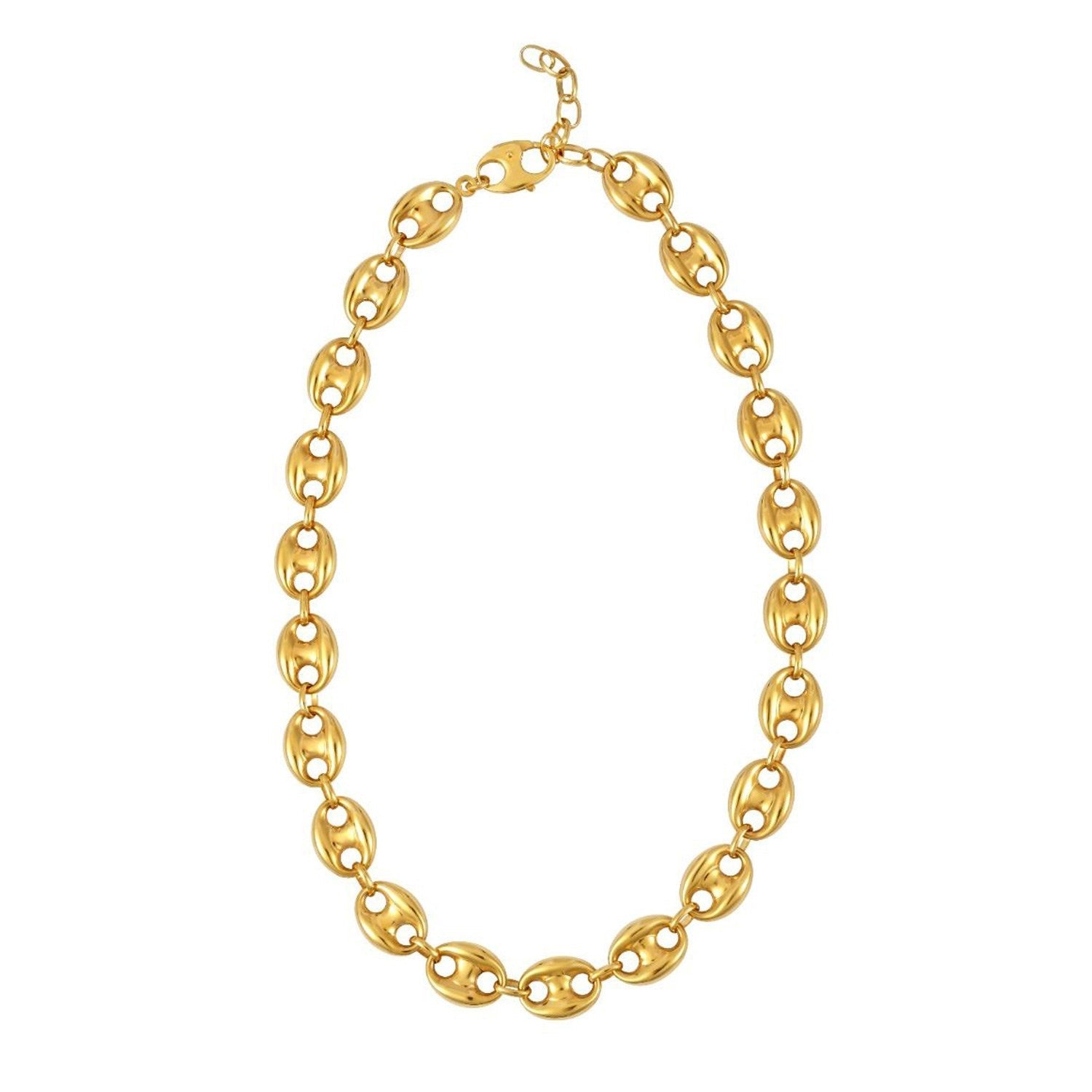 Puffed Mariner Link 12mm Necklace in 14K Yellow Gold