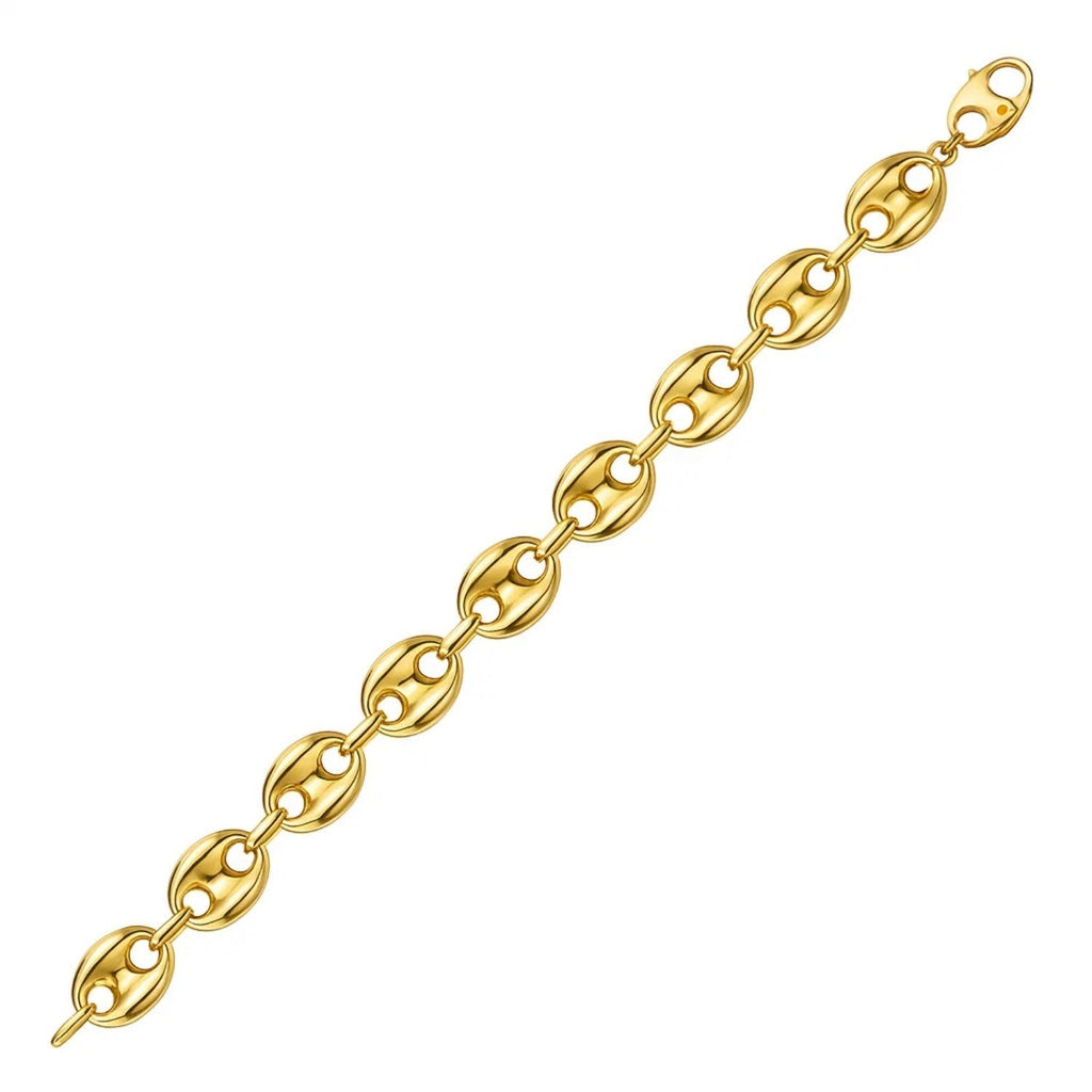 Puffed Mariner Link 12mm Necklace in 14K Yellow Gold