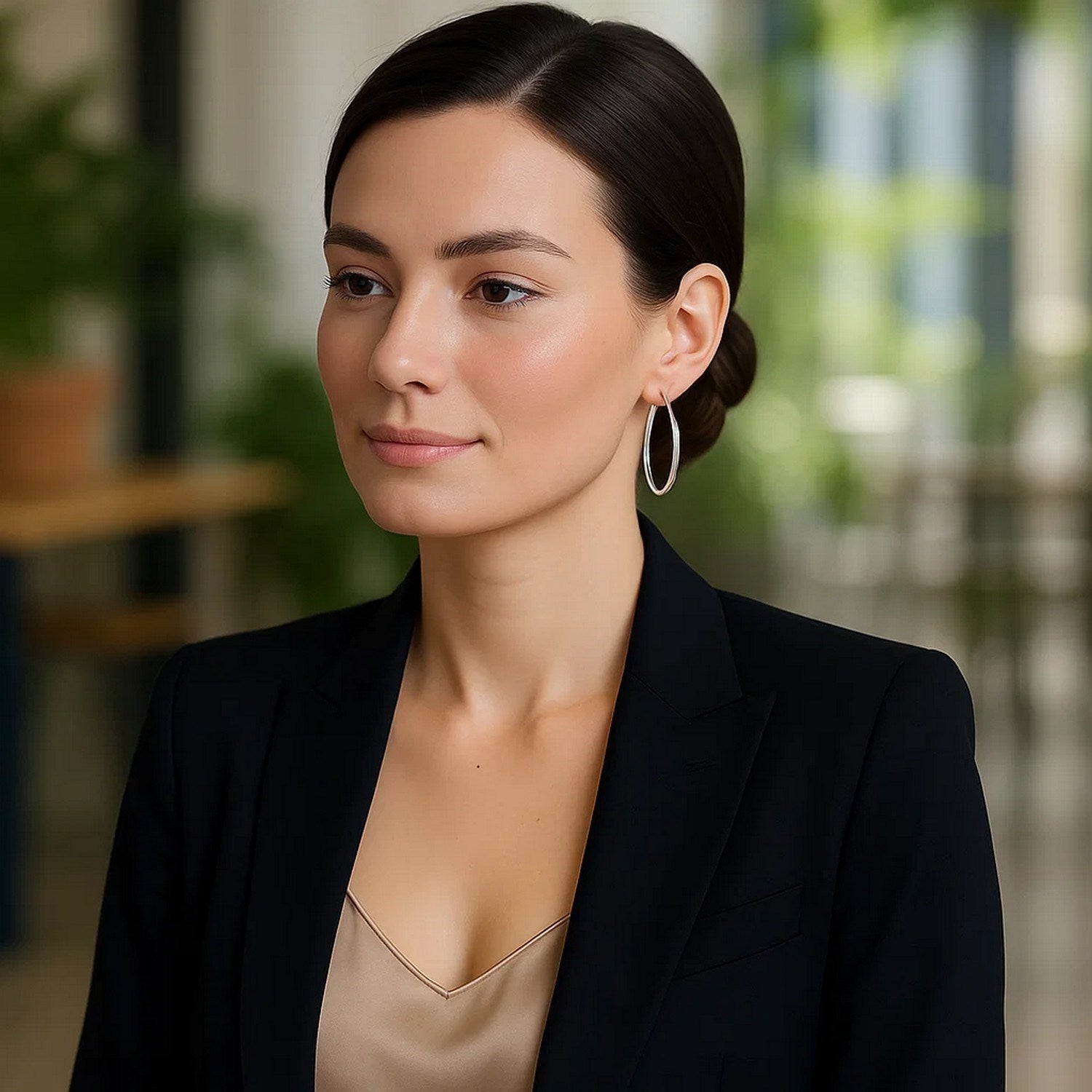 10k White Gold Polished Hoop Earrings (1.5x40mm)