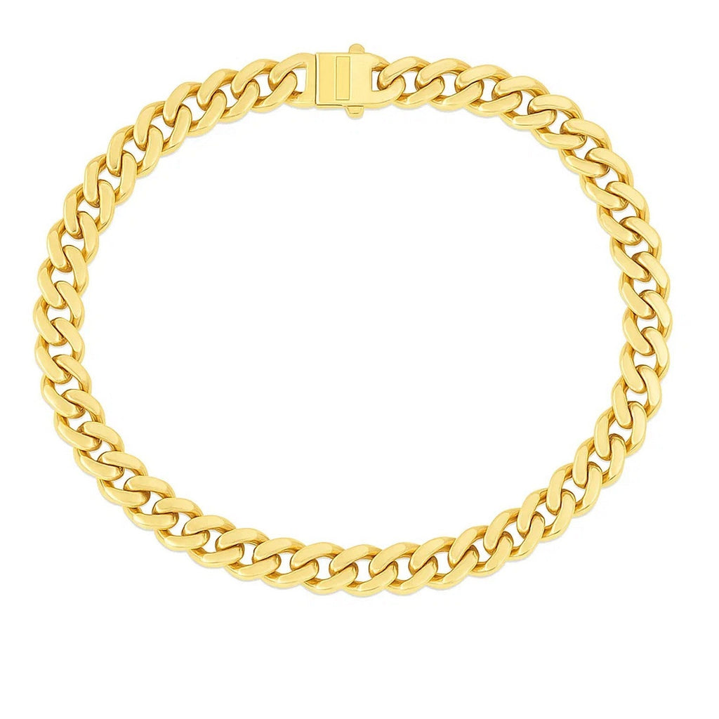 14k Yellow Gold Polished Miami Cuban Chain Bracelet (6.50 mm)