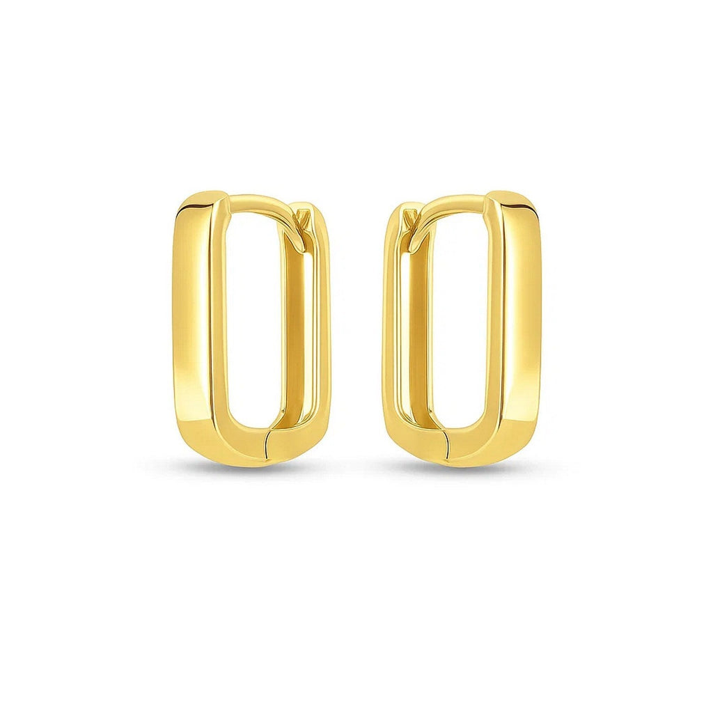 14k Yellow Gold Small Square Huggie Hoops